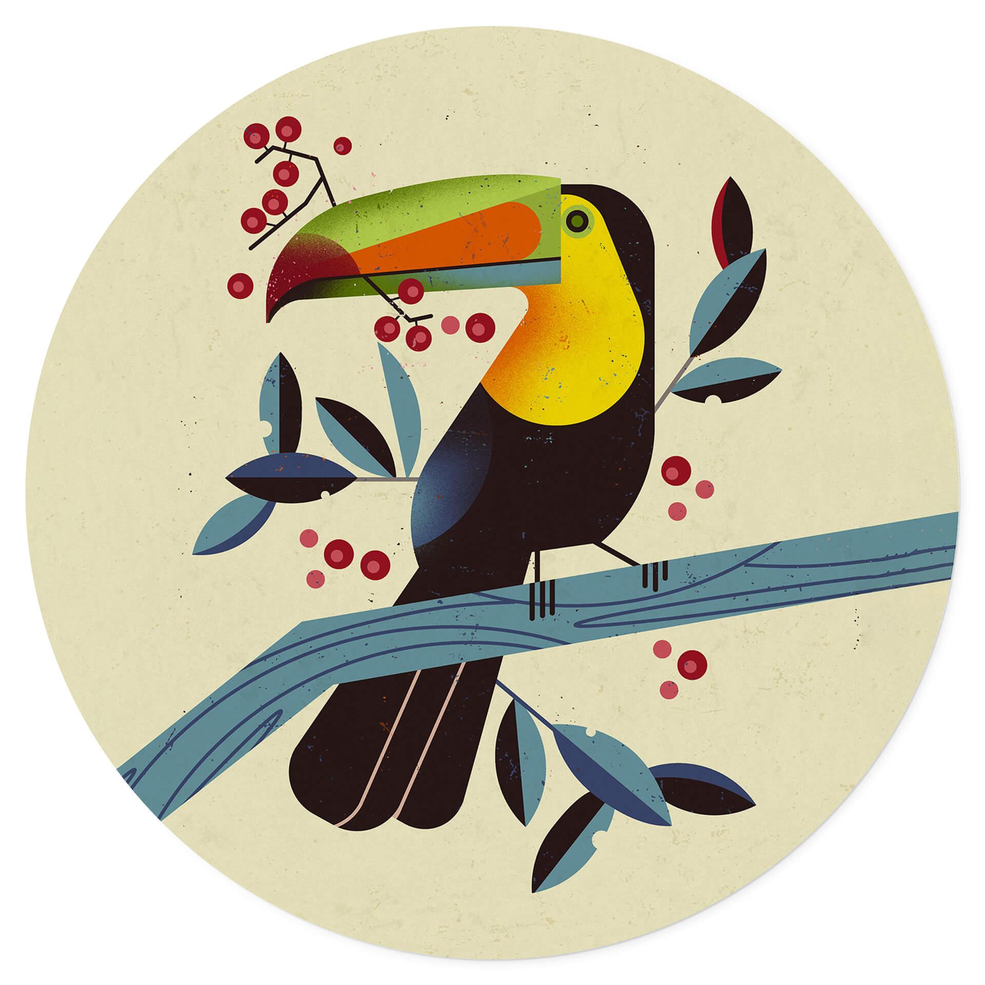 Wandtattoo Tropischer Vogel - Tukan Rund - Braun