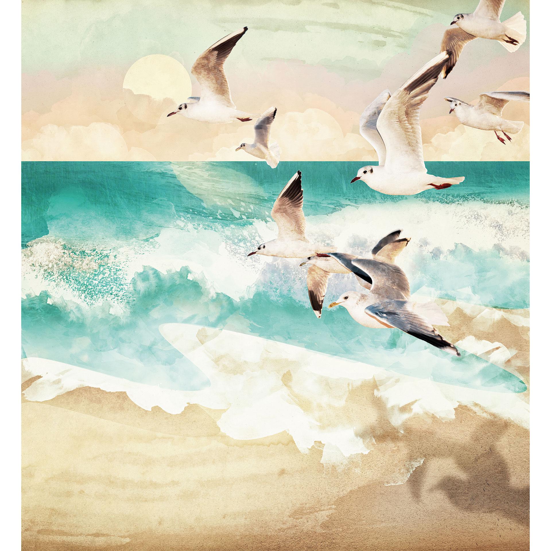 Fotobehang Zeemeeuwen op het strand - SpaceFrog Designs