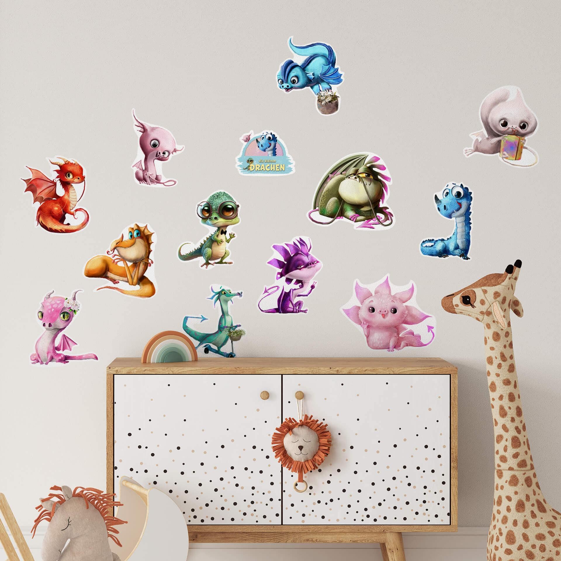 Wallsticker De små drager - sæt med 13 dele