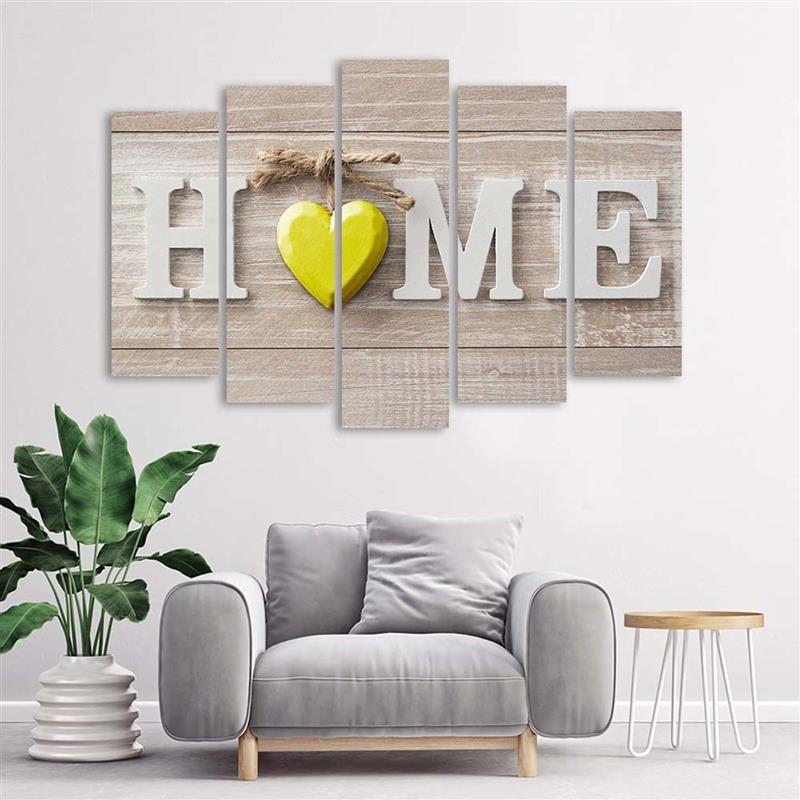 5-delige canvas print Home House Heart Wood Boards