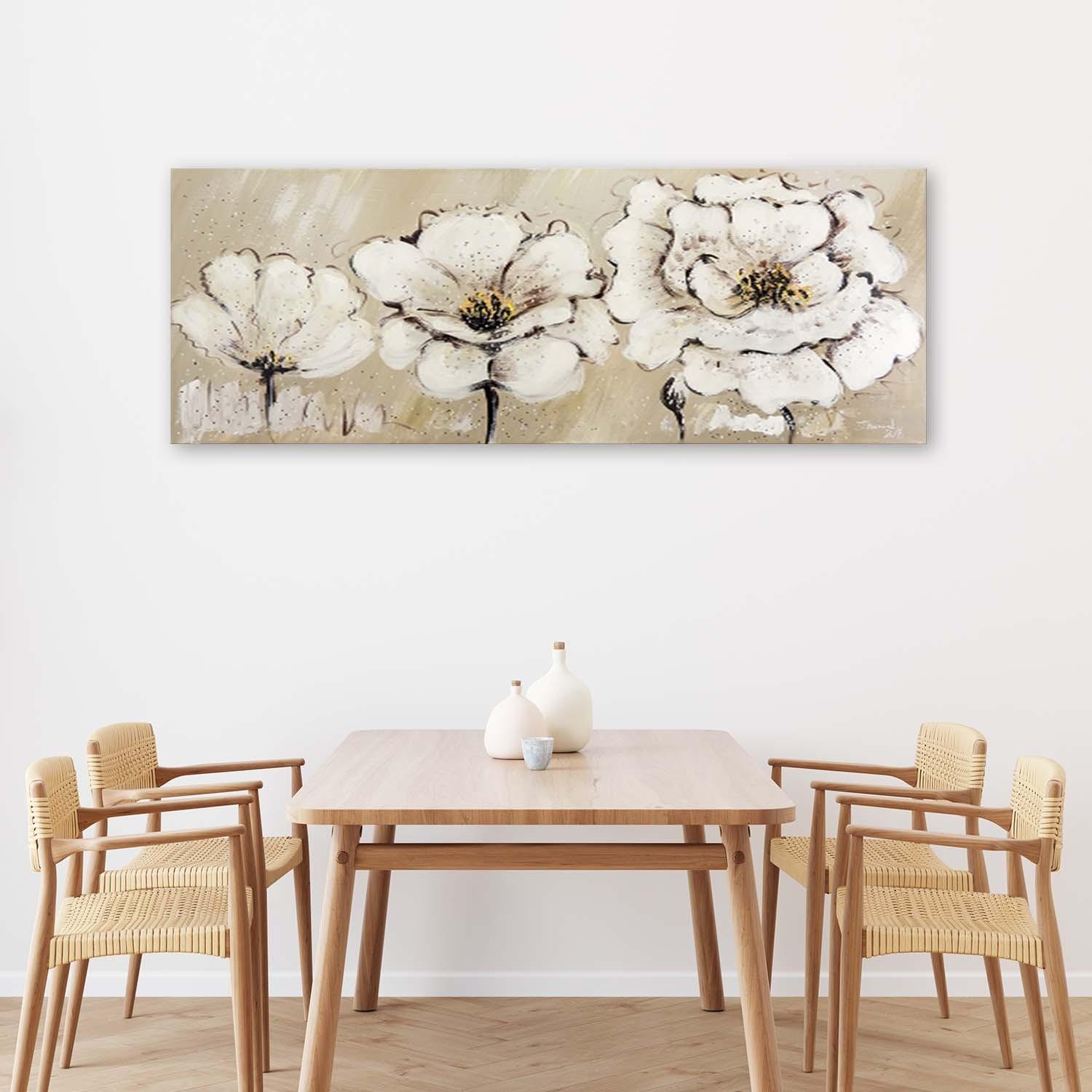 Canvasbillede, Hvide blomster Shabby Chic