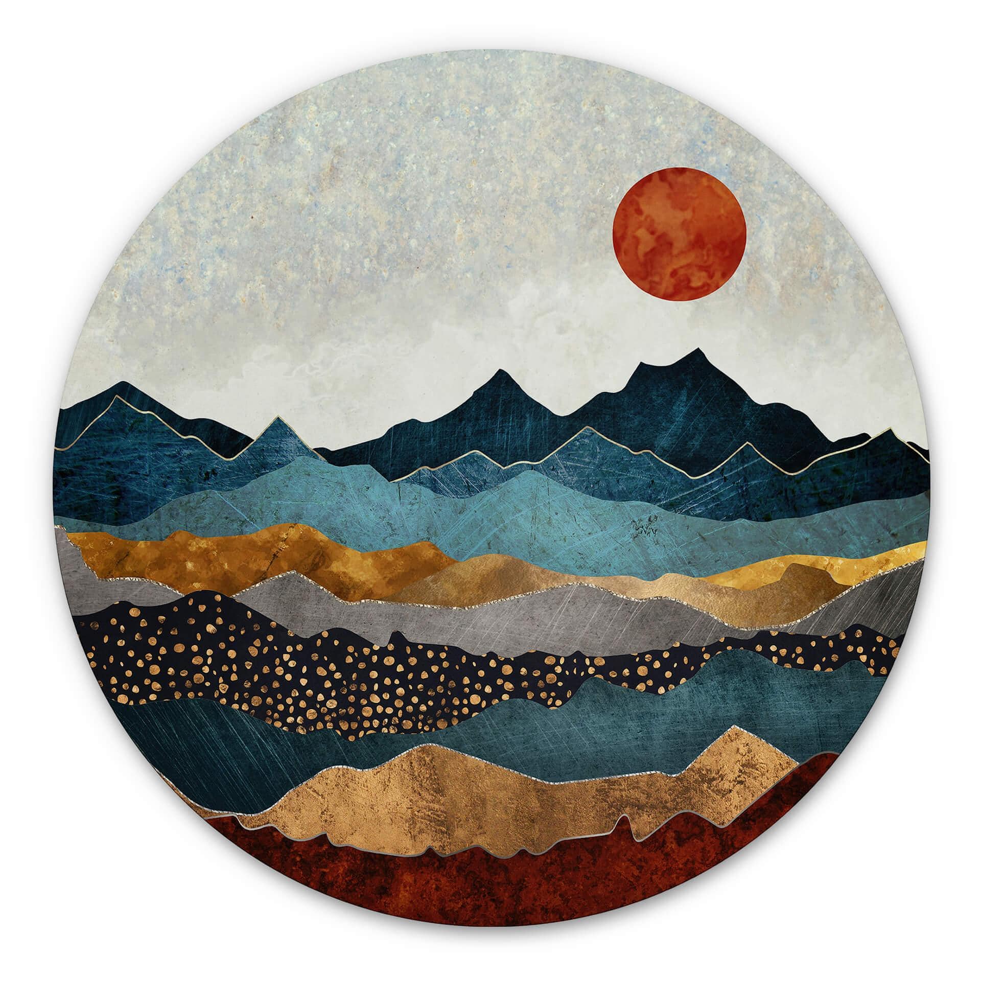 Tableau sur alu-Dibond rond SpaceFrog Designs - Soleil d'ambre
