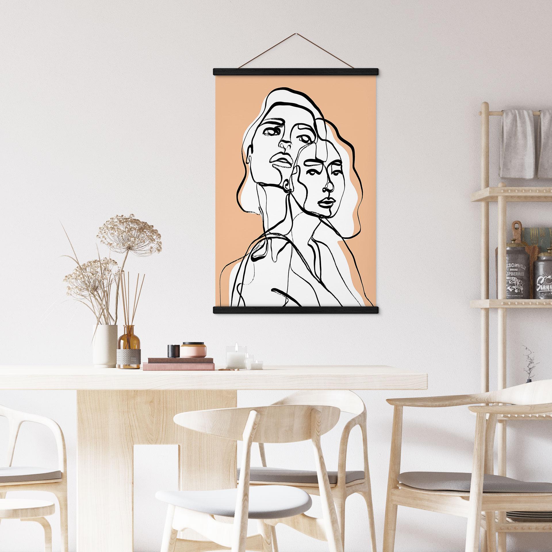 Obraz tkaniny line art portret dwóch kobiet - Treechild