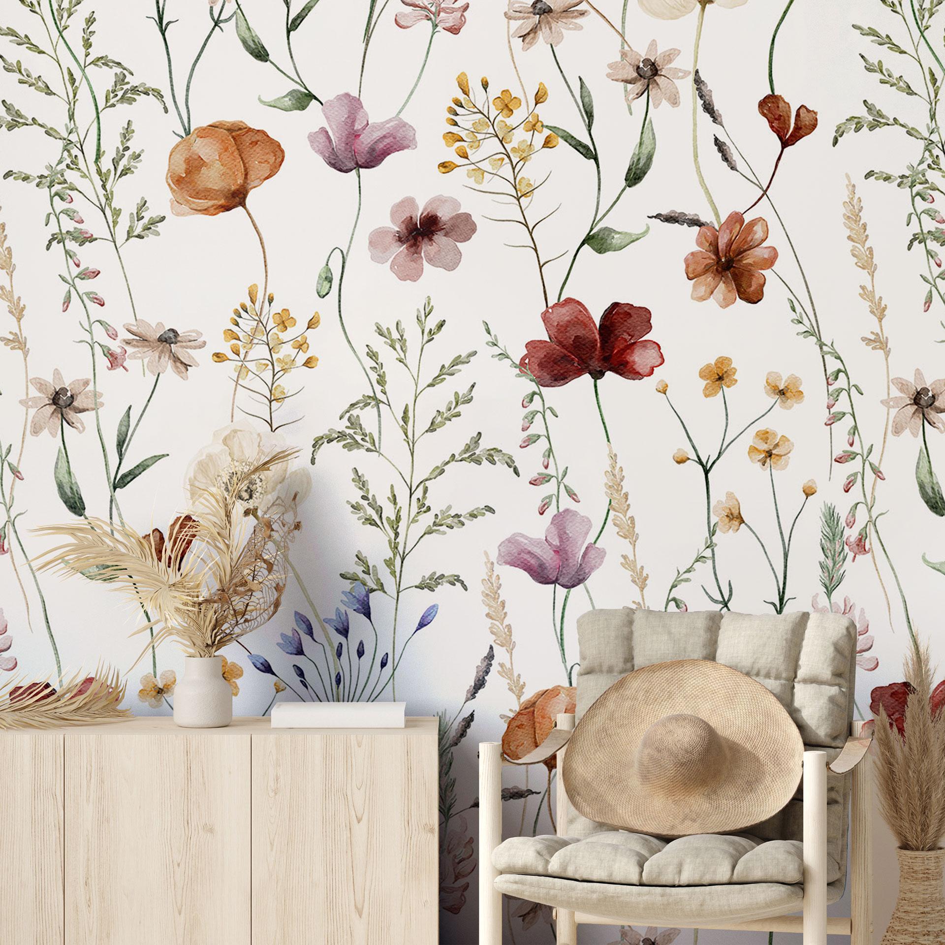 Fototapet Farverige vilde blomster - UN Designs