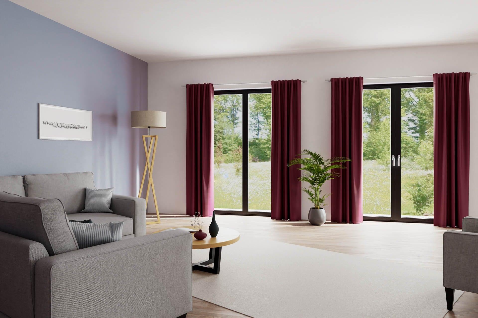 Homing Fertigschal mit verdeckten Schlaufen Galdin bordeaux -  2,45 x 1,4 m