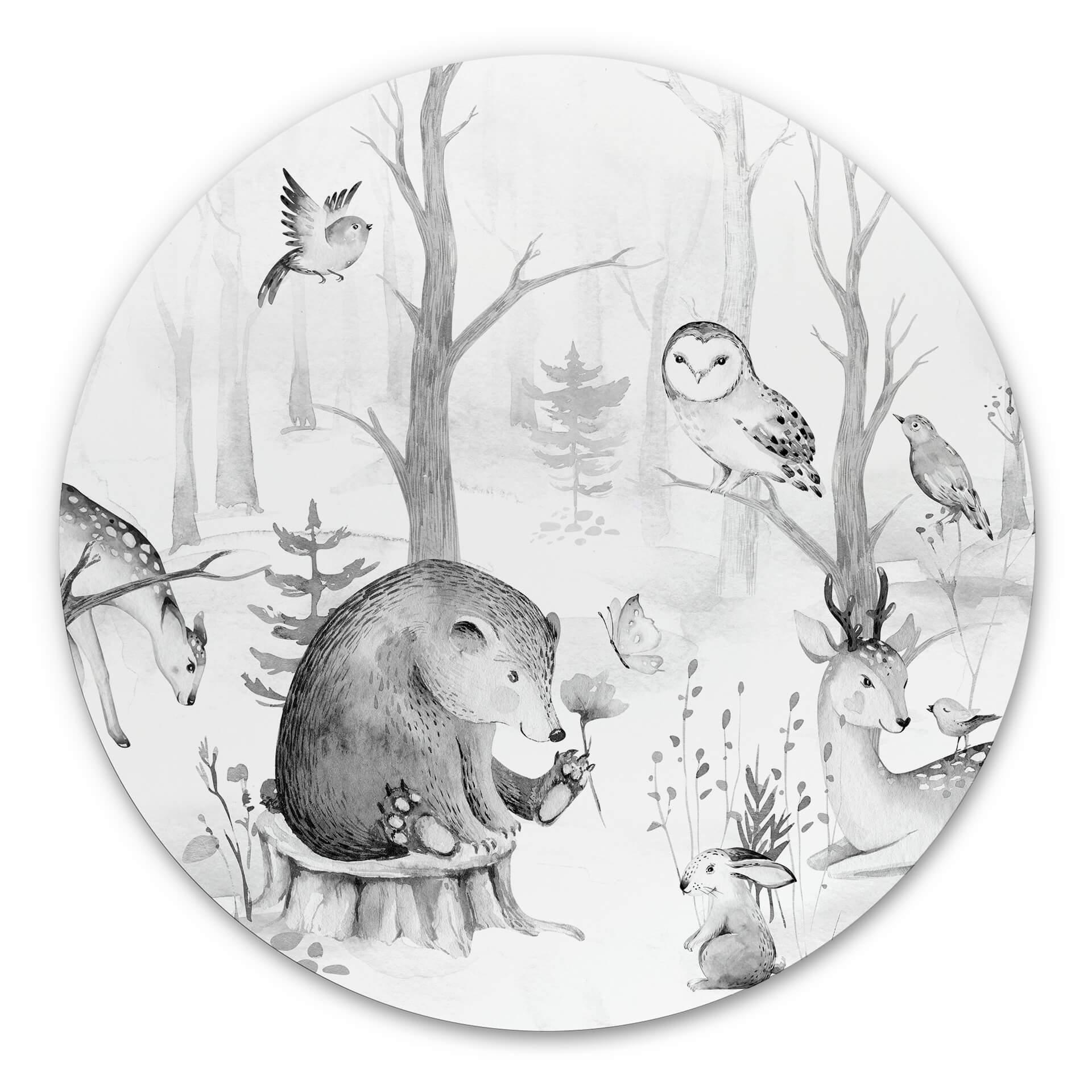 Tableau en alu-Dibond Kvilis - Amis des animaux en noir & blanc