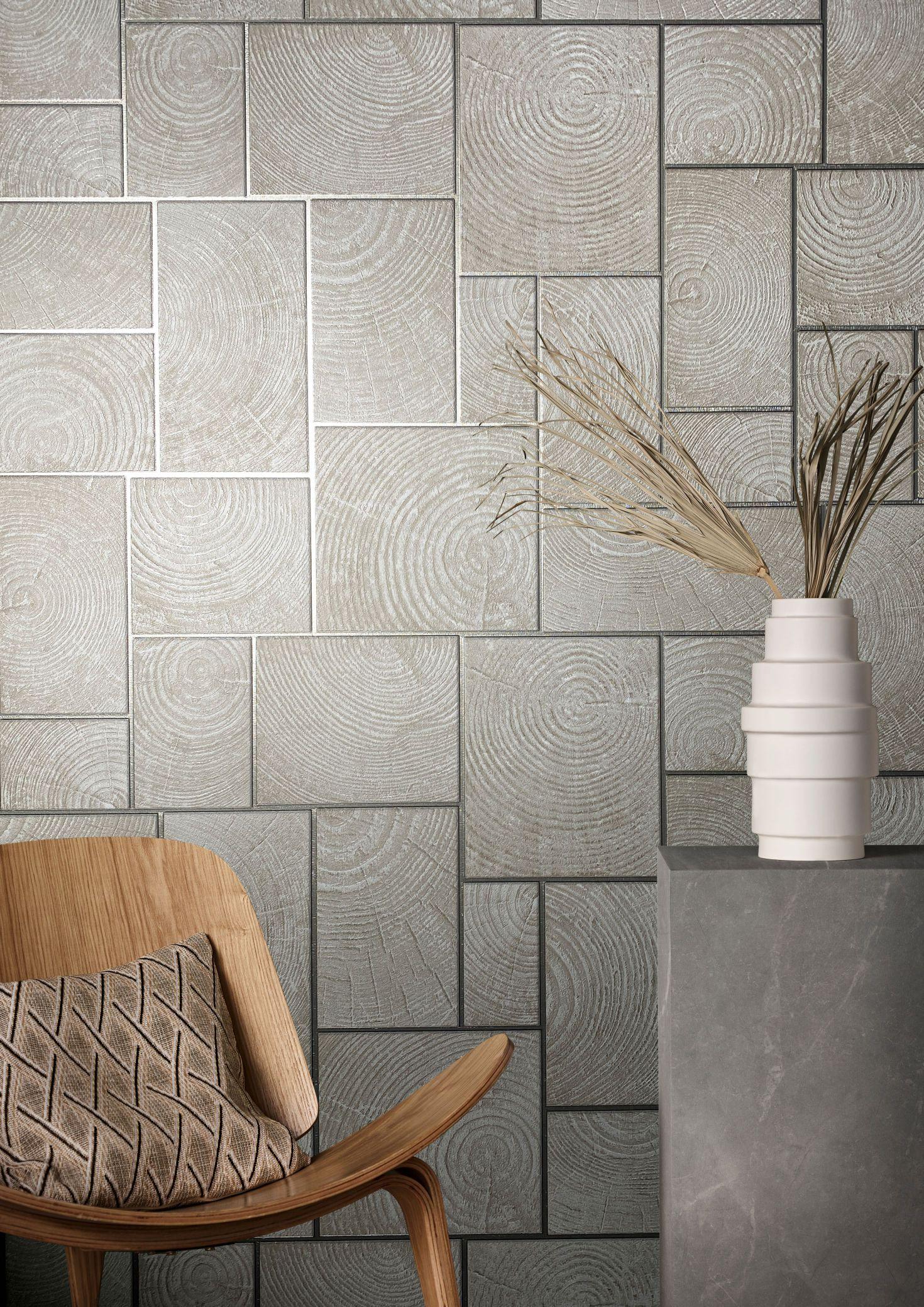 Non-woven, Natural Opulence grafisk tapet beige