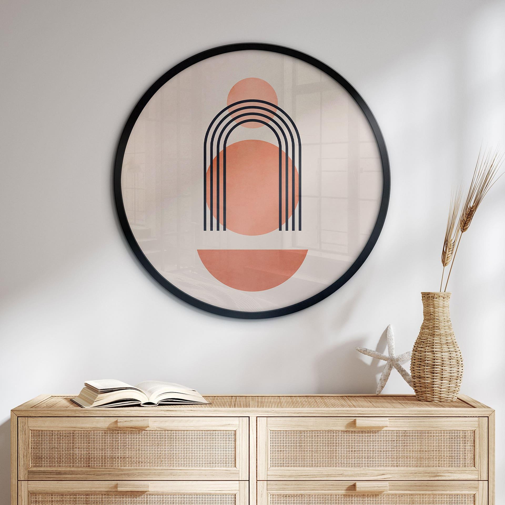 Plakat Abstrakt geometri i ferskenfarver - Kubistika