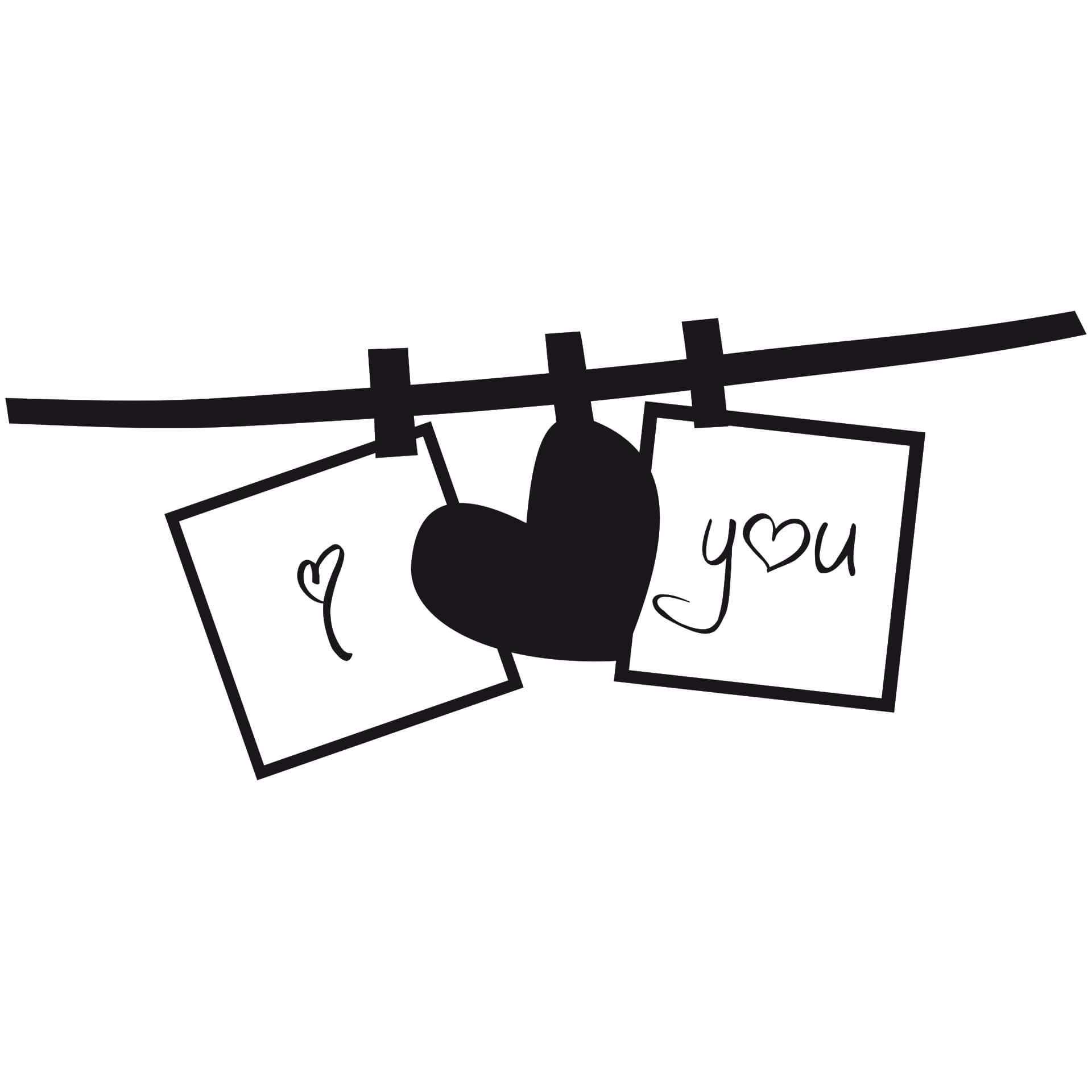 Muursticker I Love You Waslijn