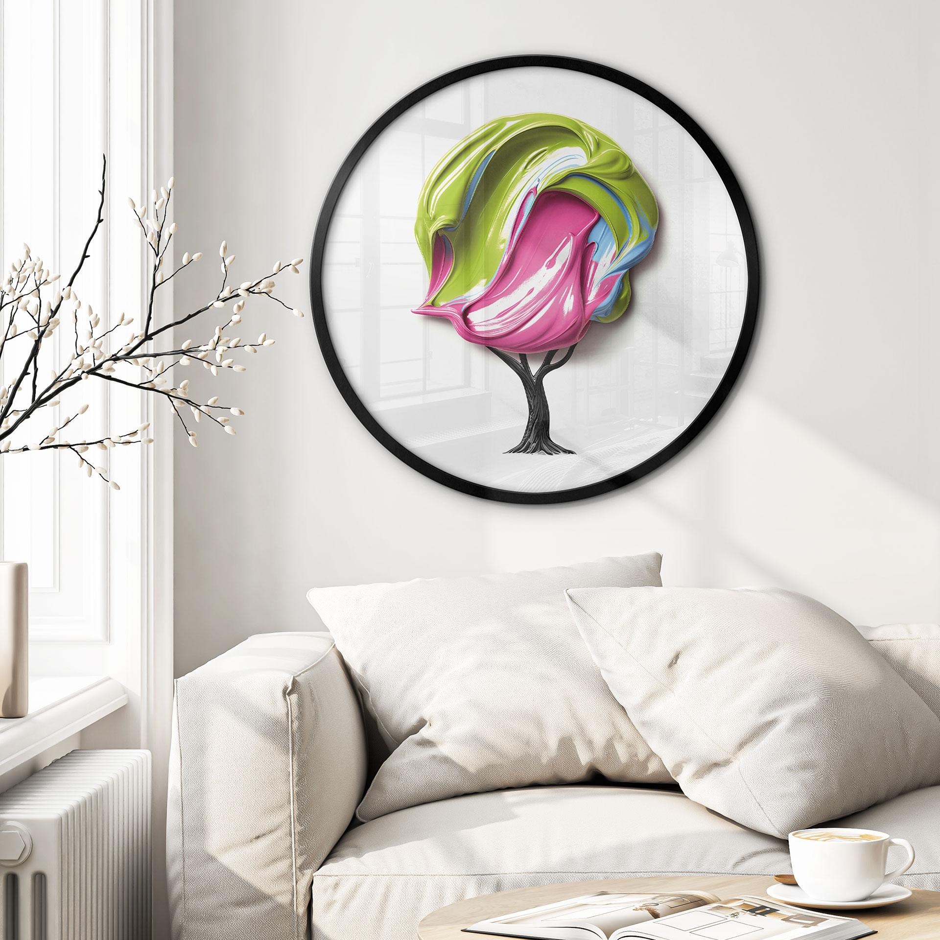 Póster árbol con colorida corona 3D - Mielu - Redondo