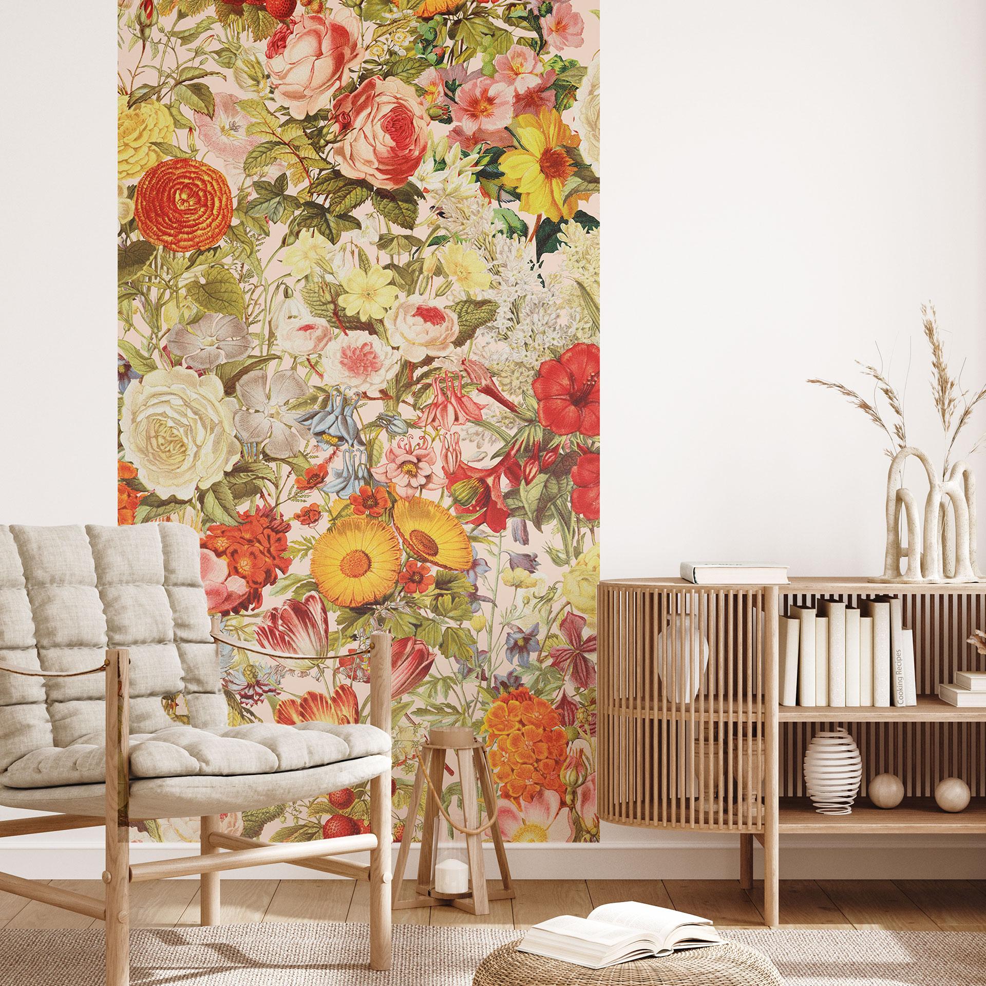 Färgglad blommig collage tapet - Blommig fototapet - Frida Floral Studio