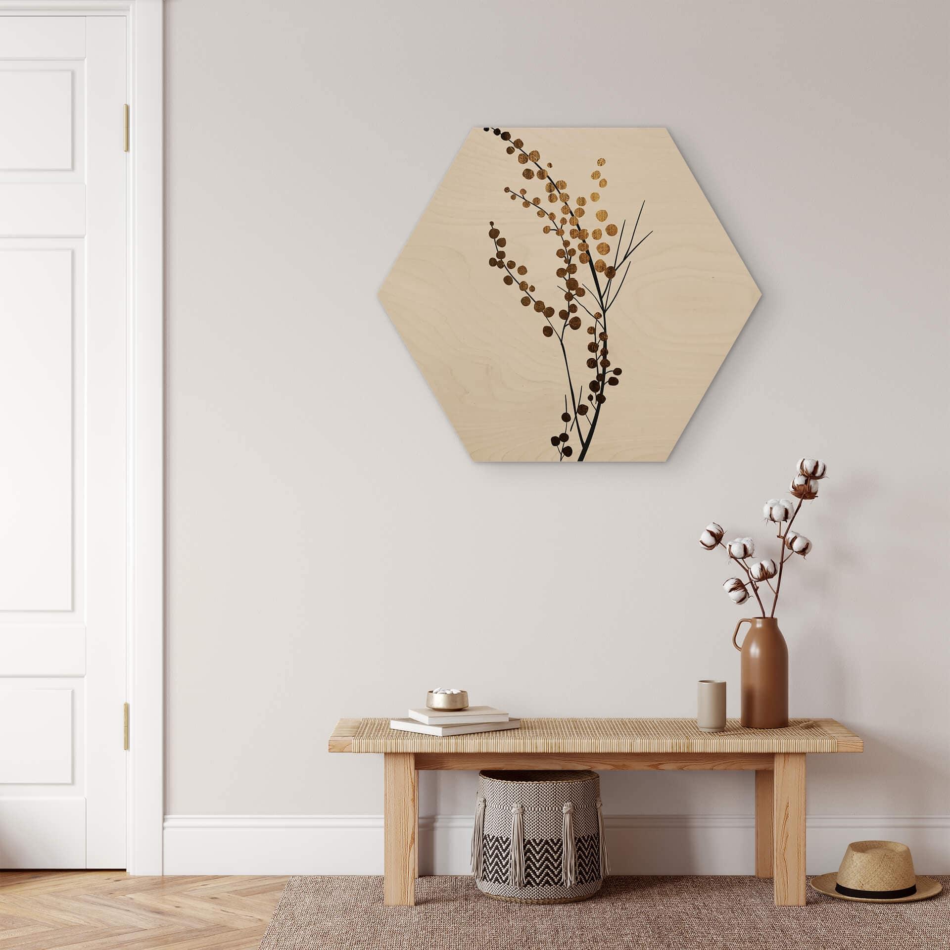 Hexagon Hout Kubistika - Golden Branch