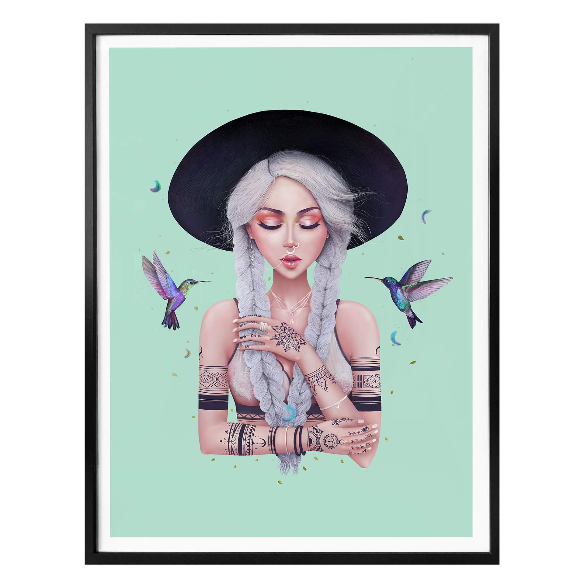 Plakat - Korenkova - Boho Girl 2 Mint