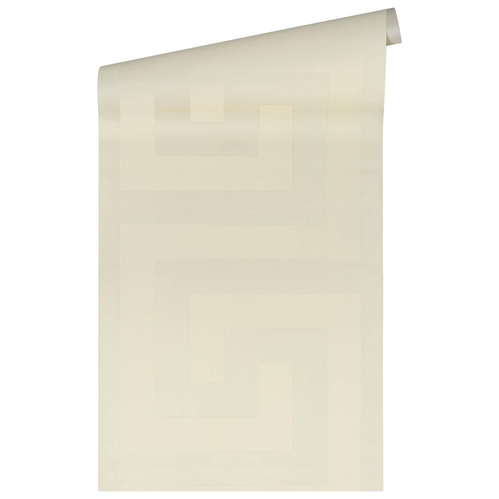 Versace tapet i creme og hvidt non-woven tapet meander mønster geometrisk design