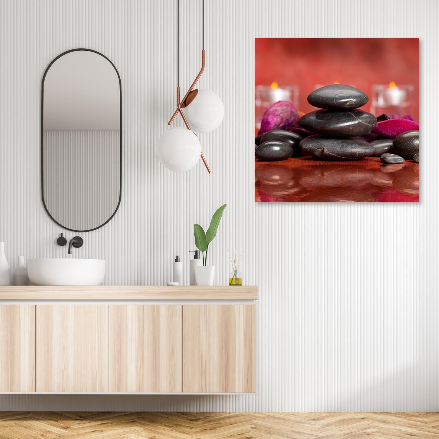 Canvasbillede, Zen-sten rød baggrund