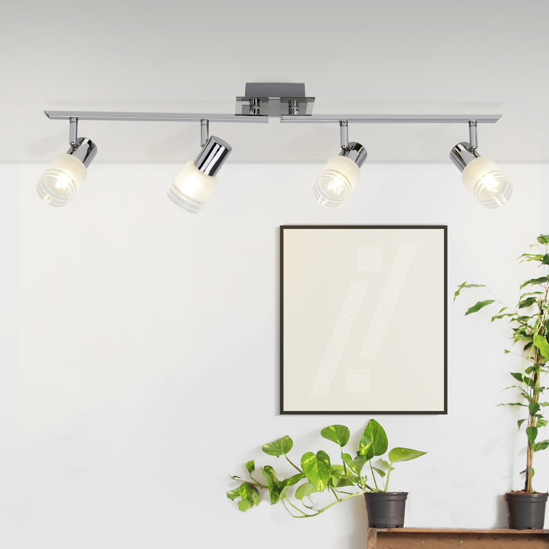 Spotrohr Lana, metallic, 4, 17 x 79 cm, Glas Strahler