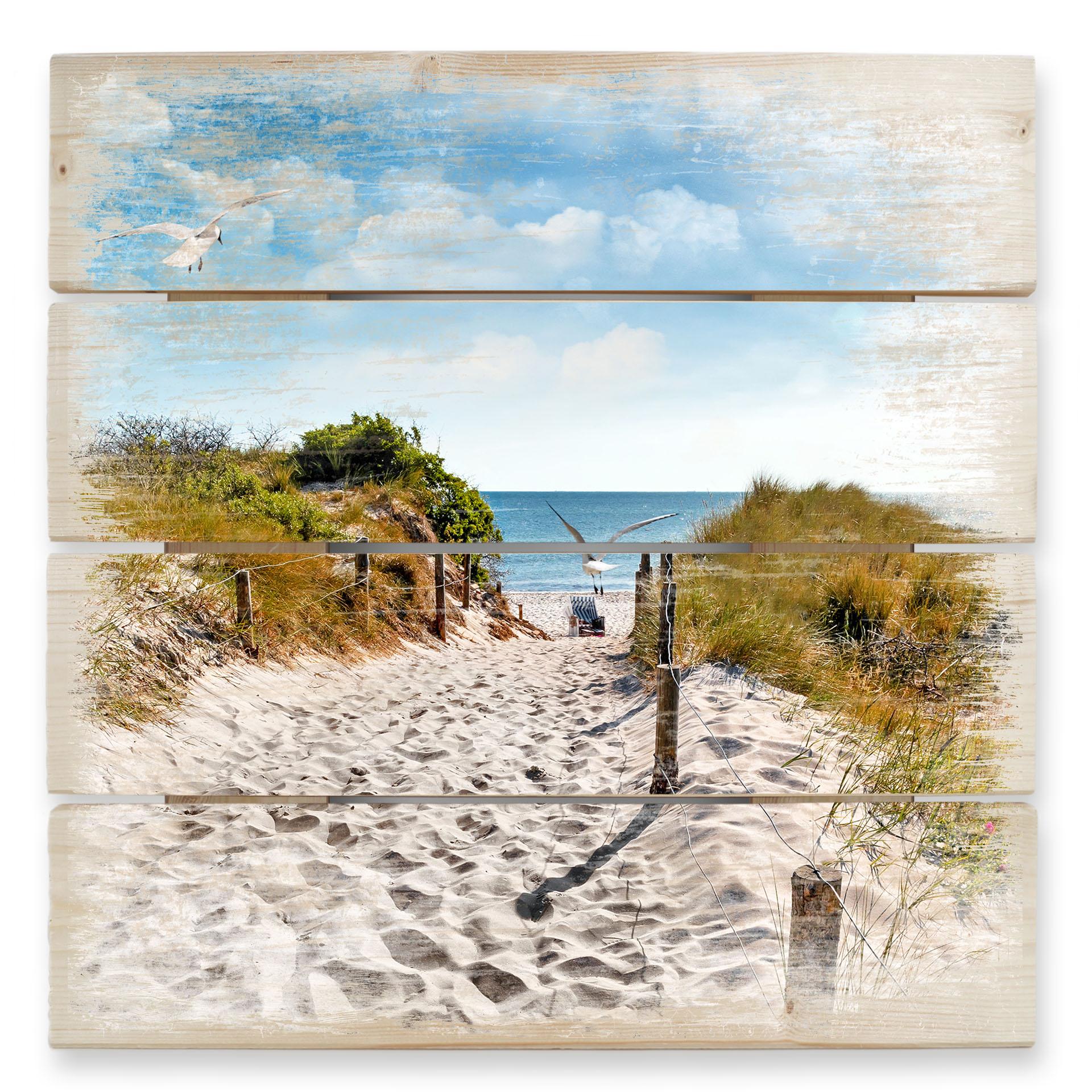 Cuadro de madera Camino a la playa - 40x41,5 cm
