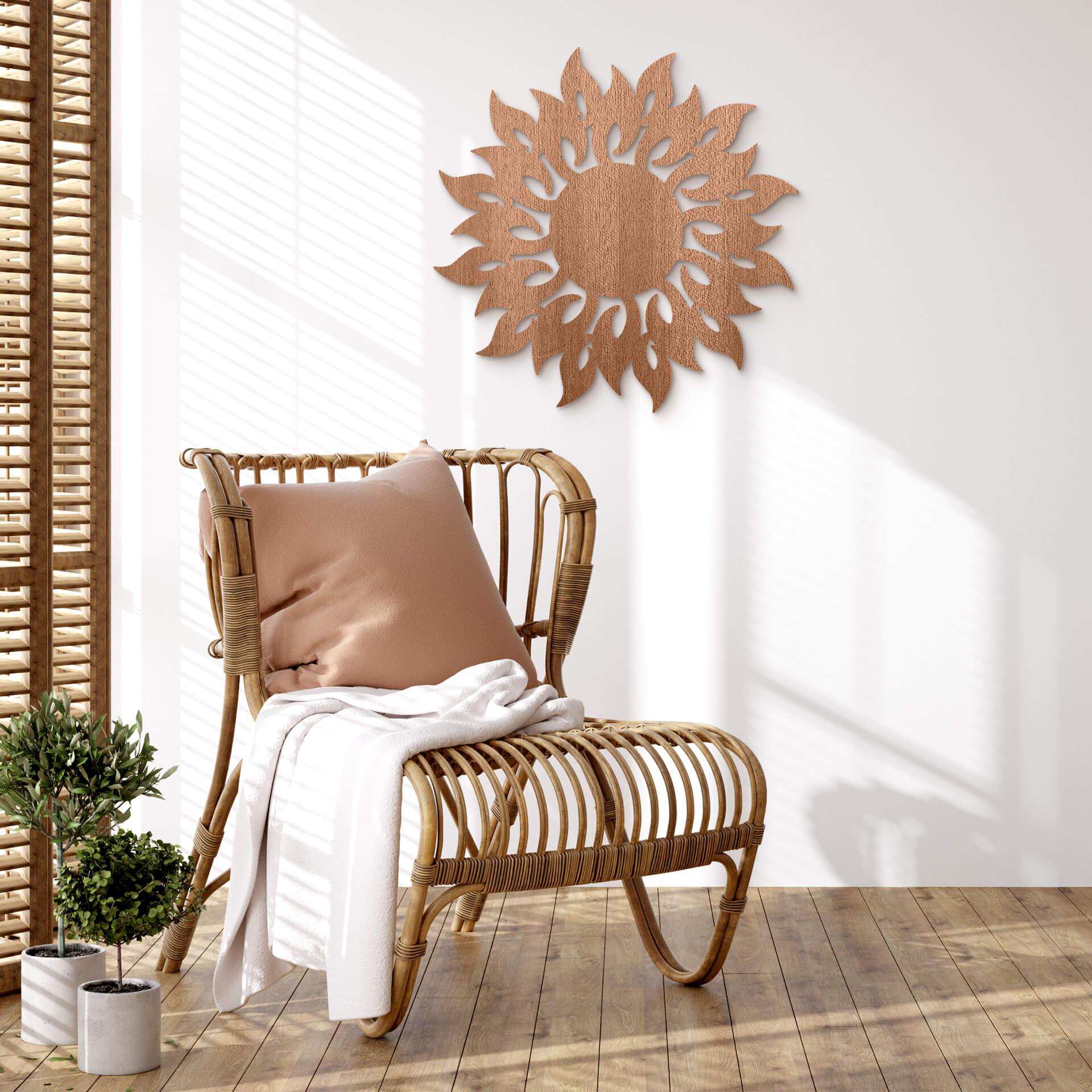 Décoration en bois placage acajou flammes du soleil