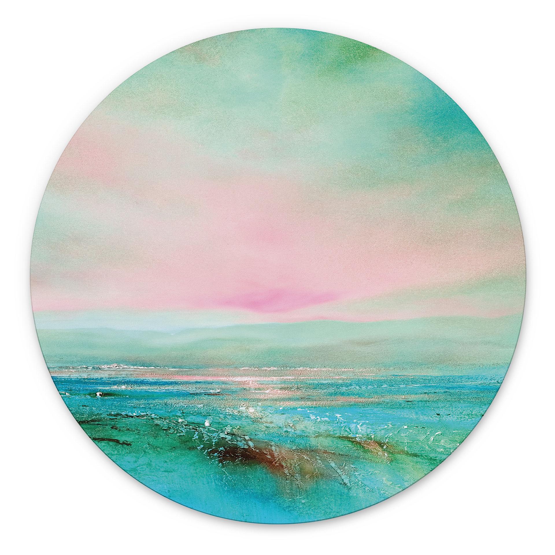 Billede Turkis hav i aftenlys - Schmucker - rund – print på aluminium (Alu-Dibond)