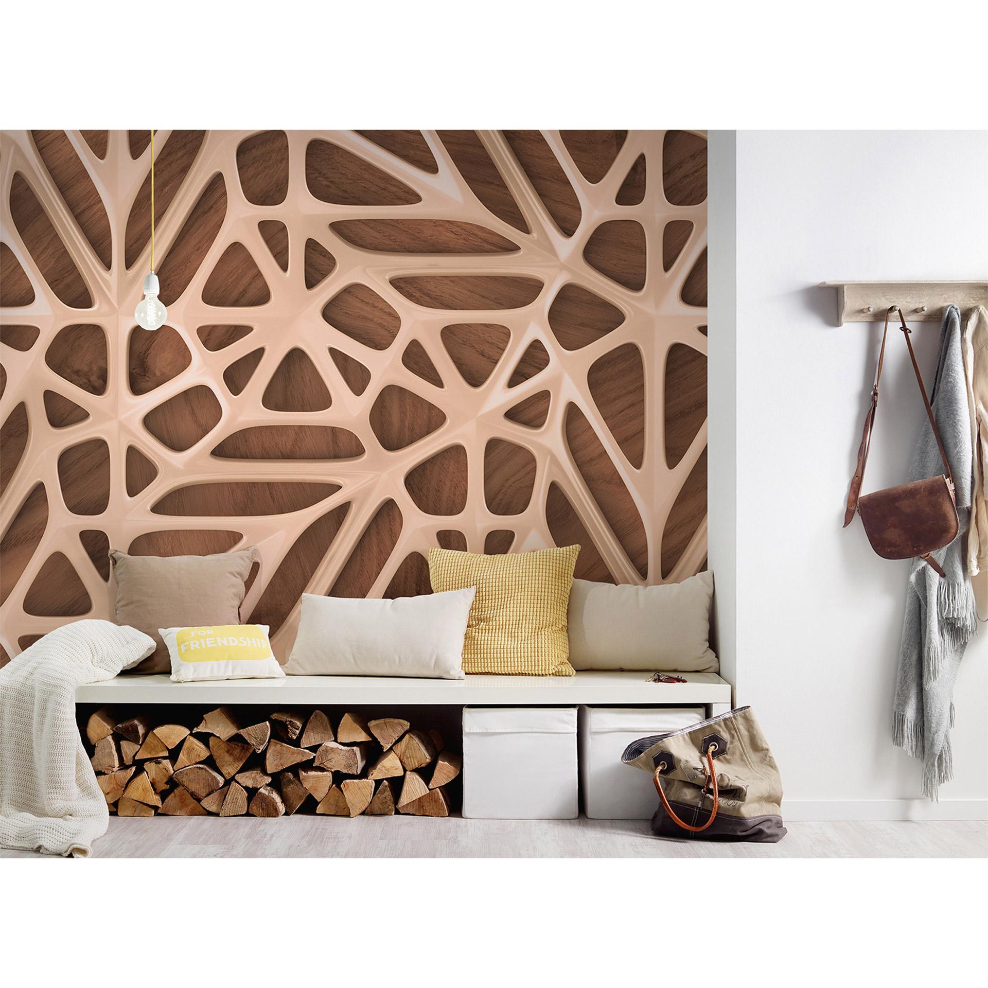 non-woven tapet Organic Surface wood optic fototapet Designwalls i beige og brun