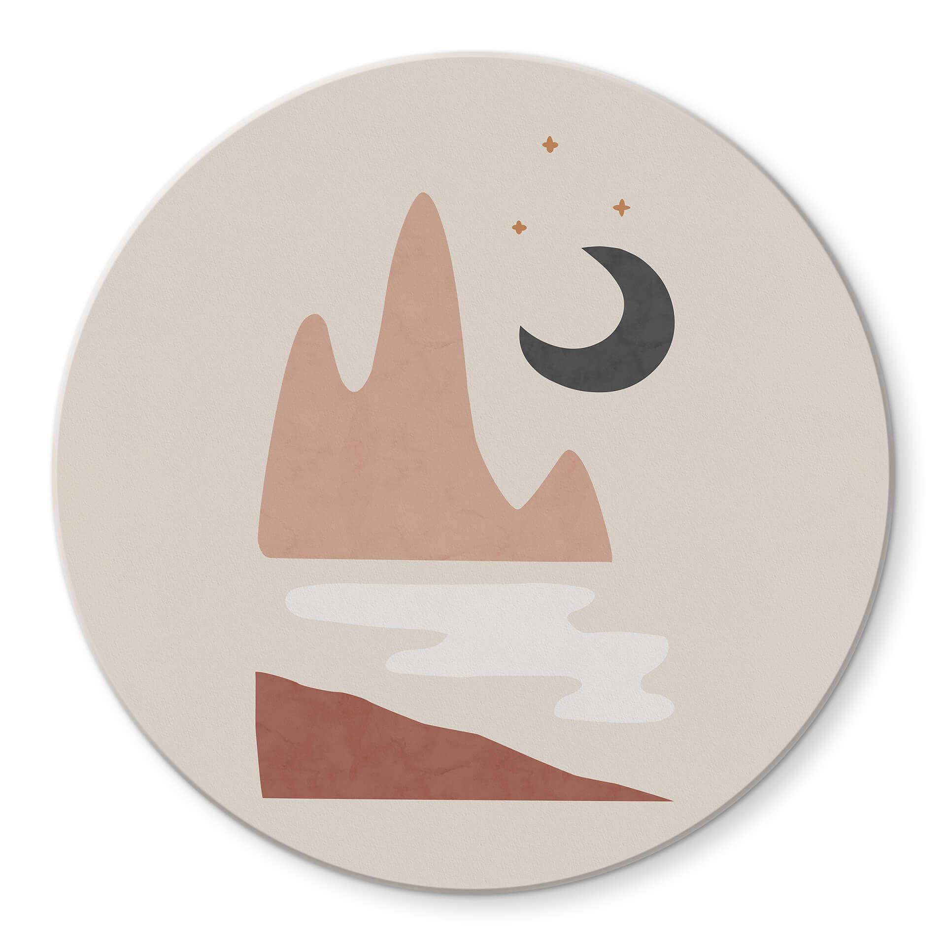 Tableau sur verre rond Orara Studio - Paysage nocturne