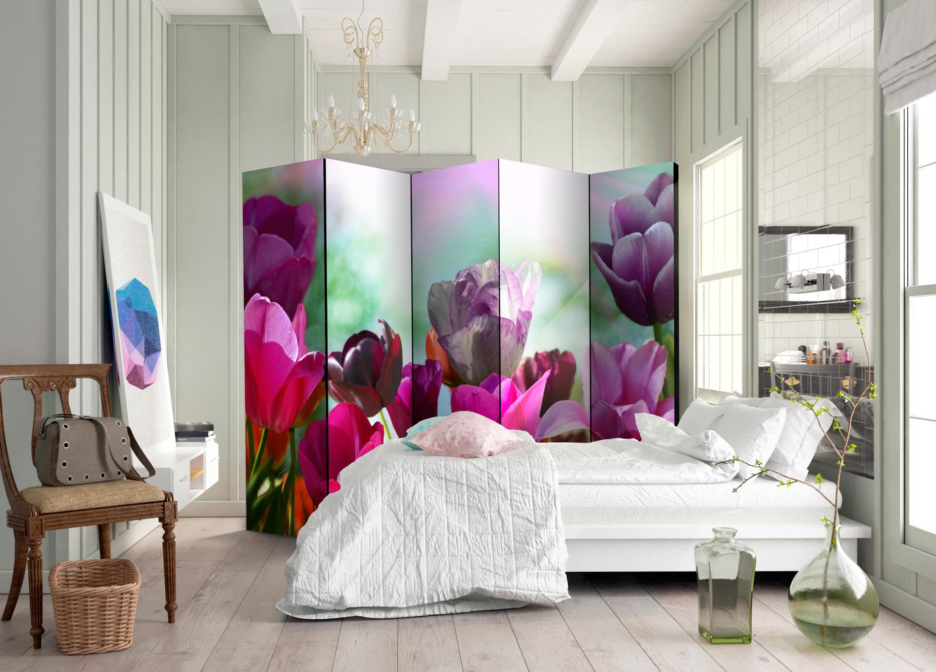 Kamerscherm - Prachtige tulpen , 5-delig - 225x172 cm