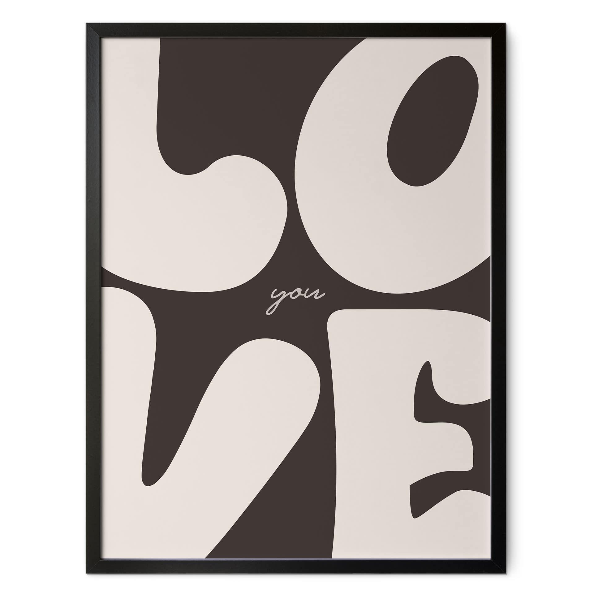 Typografi Plakat Love you Retro Letters