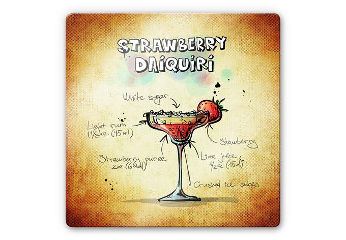 Glasschilderijen Strawberry Daiquiri - vierkant