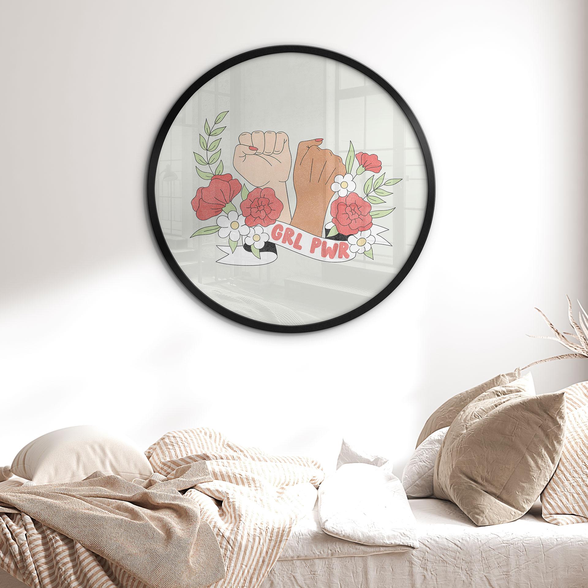 Plakat Girl Power Flowers Statement - rund