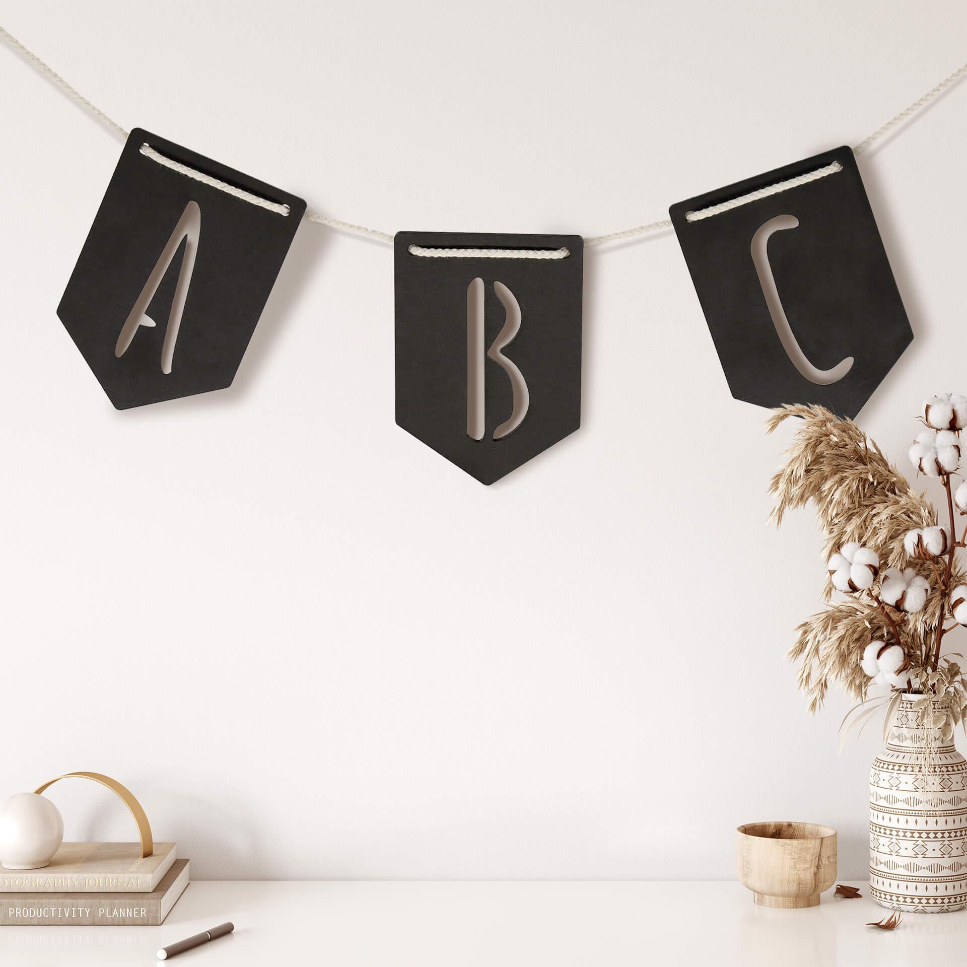 Banderín Letras de madera MDF - letras simples