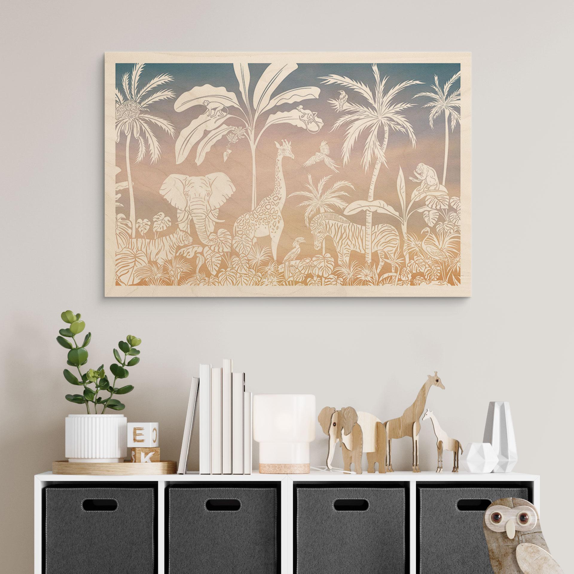 Billede af træ jungleparadis med vilde dyr - Ombre - Kikki Belle