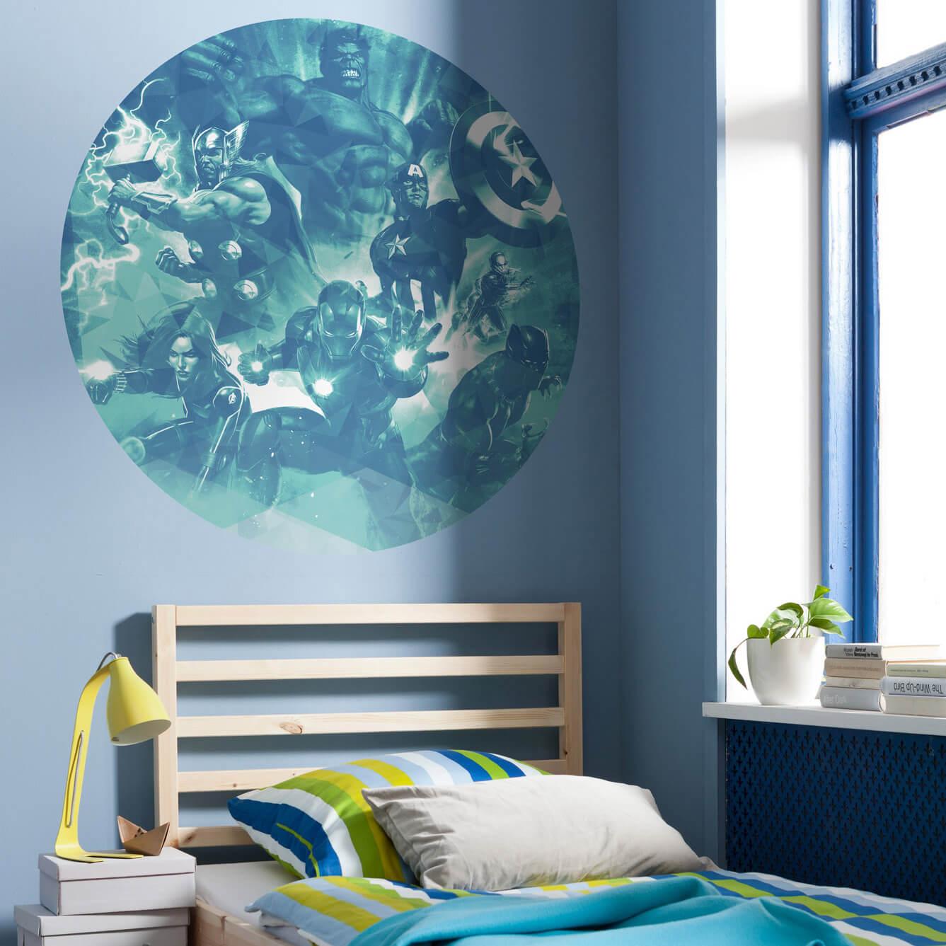 Zelfklevend Vliesbehang - Avengers Blue Power - 125 x 125 cm