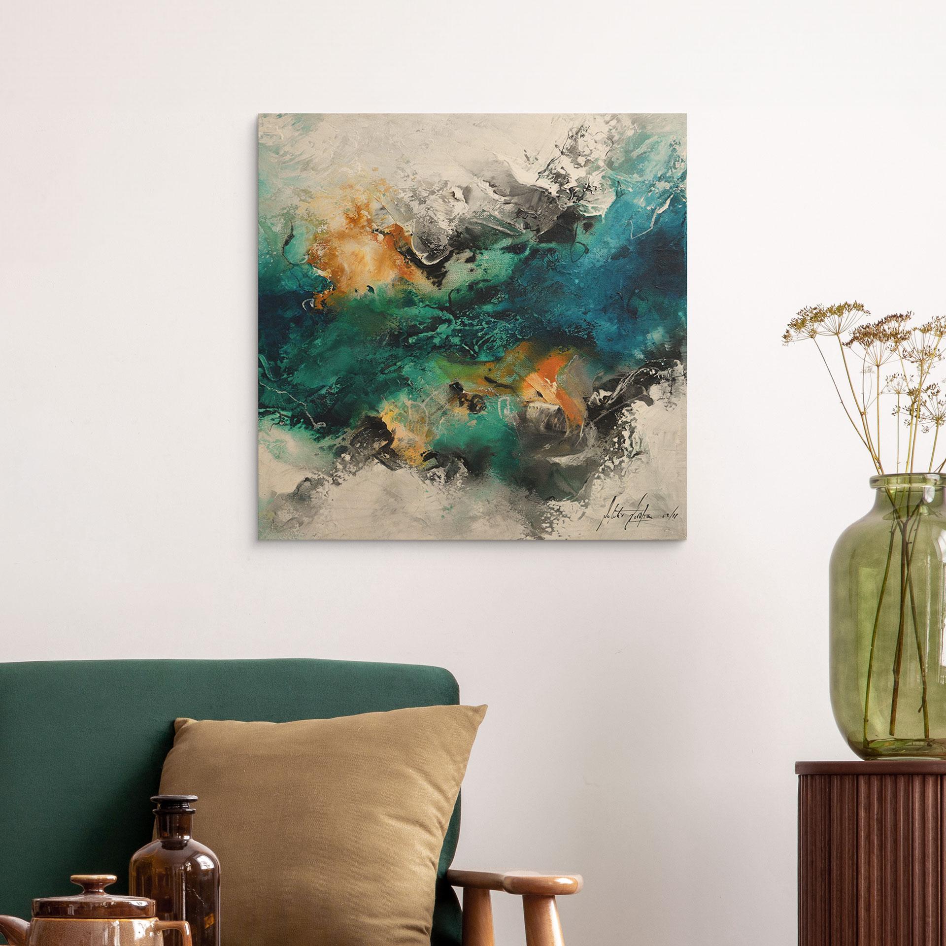 Holzbild Farbnebel abstrakt - Fedrau