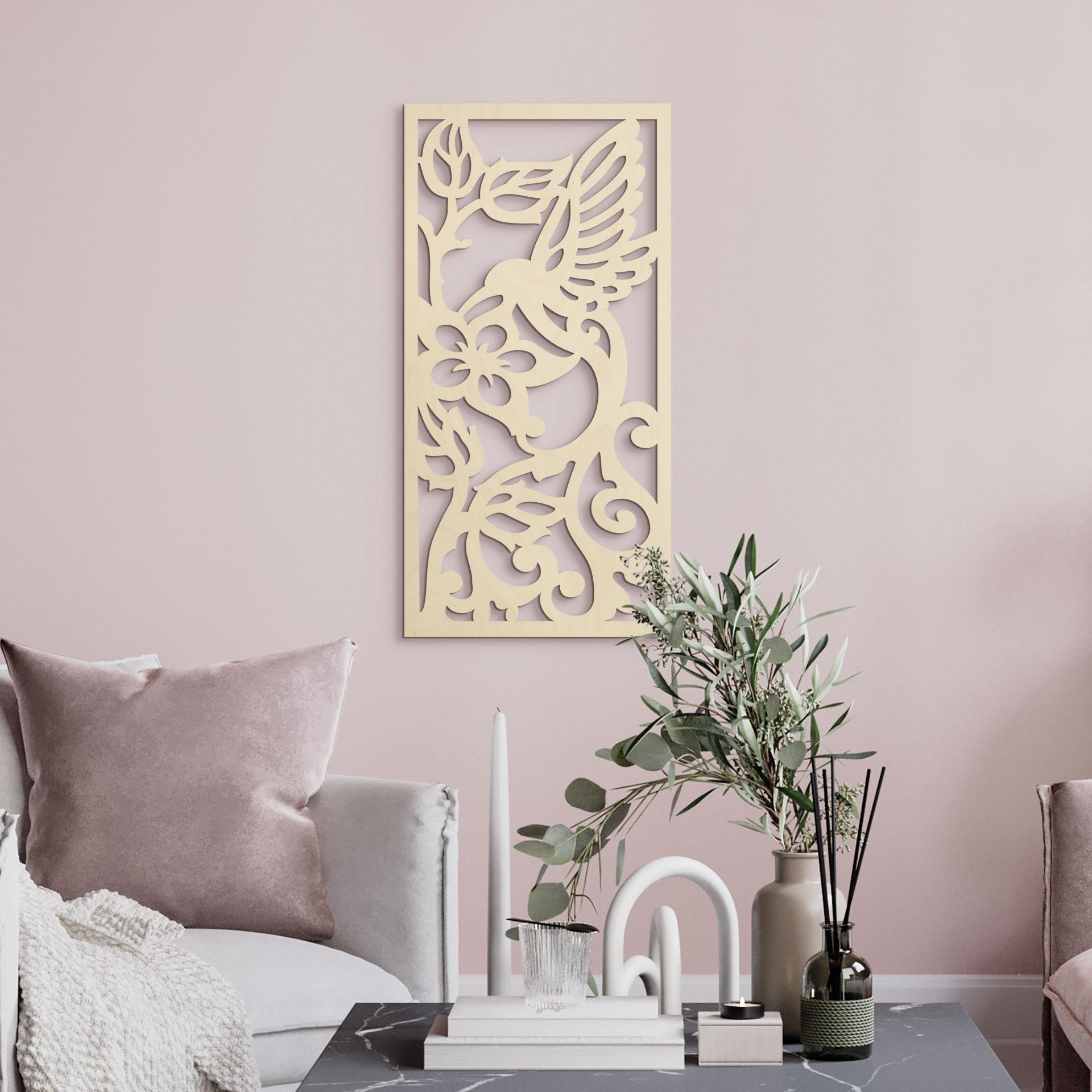 Vægdekoration Popler træ Kolibri-blomster