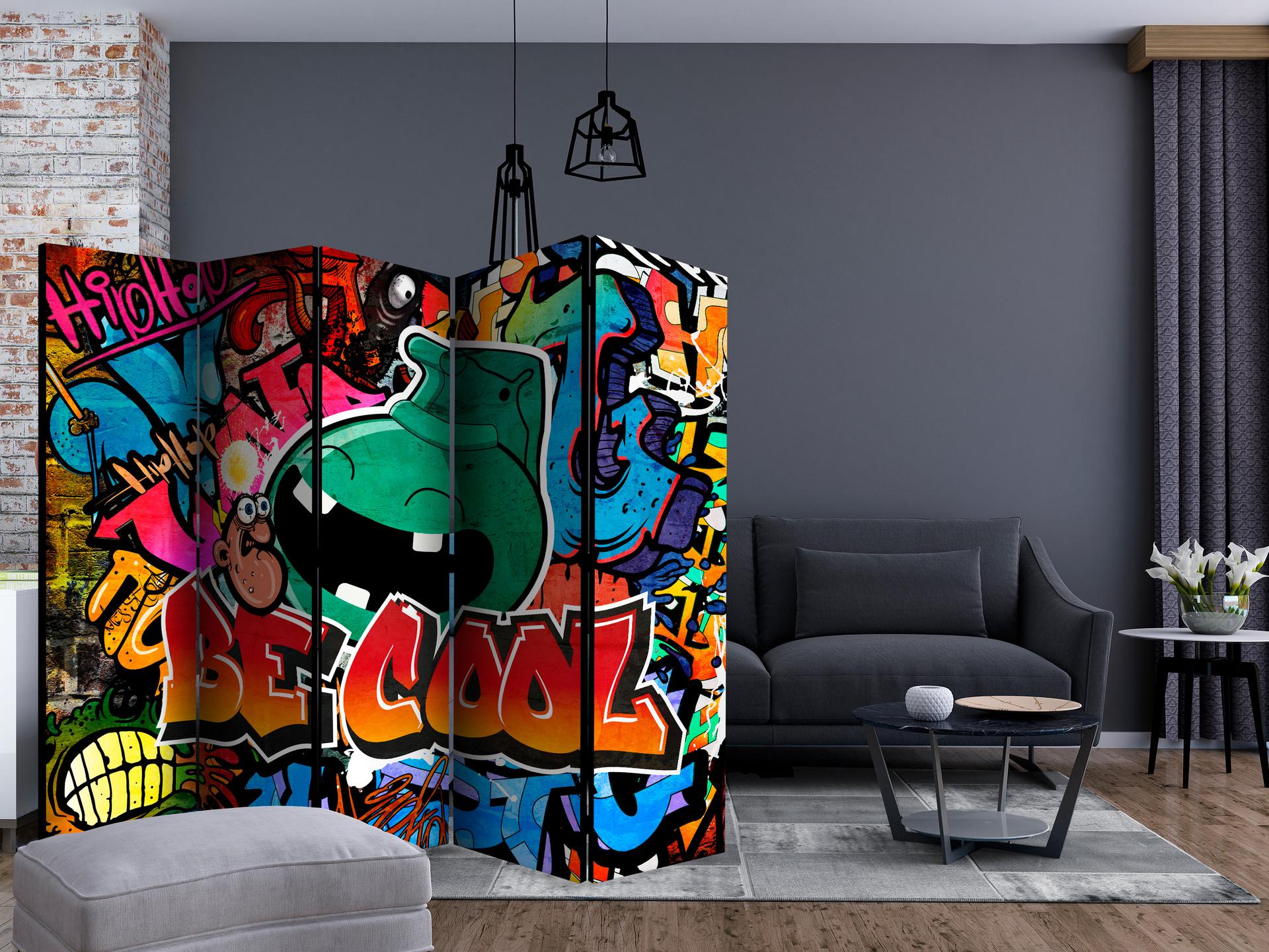 Divisorio - Graffiti - Be cool , 5 pezzi - 225x172 cm