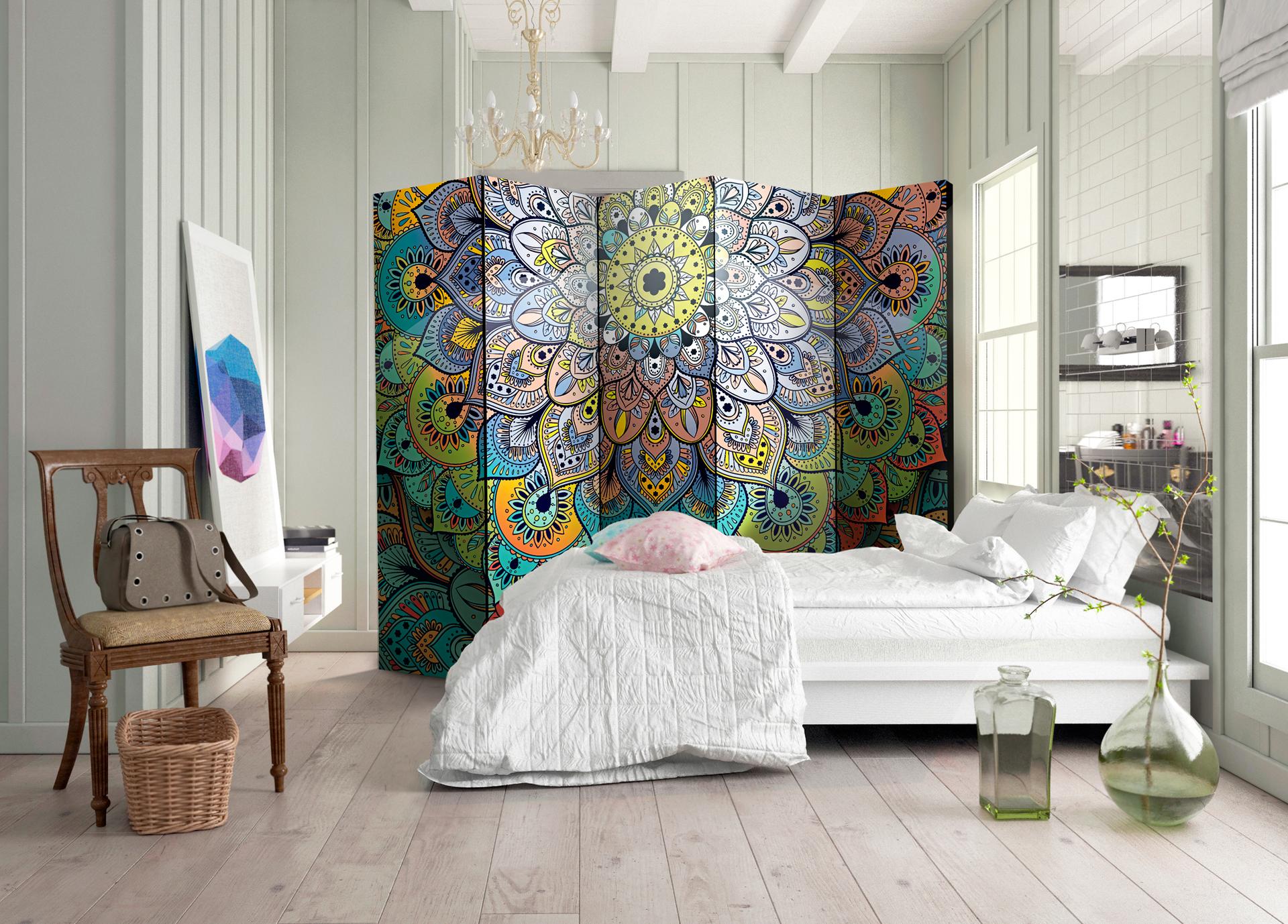 Schermo divisorio - Vetri colorati, 5 pezzi - 225x172 cm