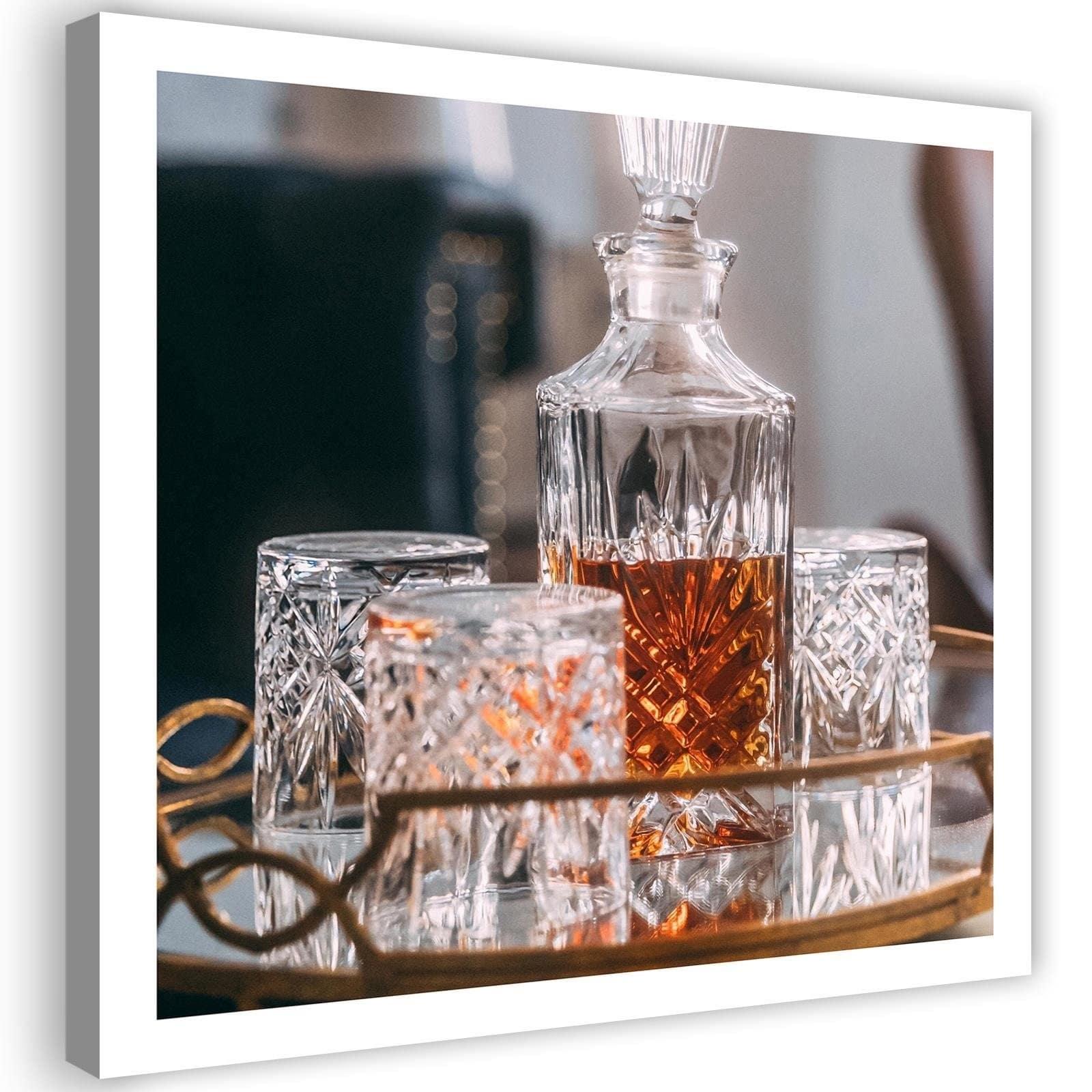 Canvasbillede, Whisky, karaffel og glas