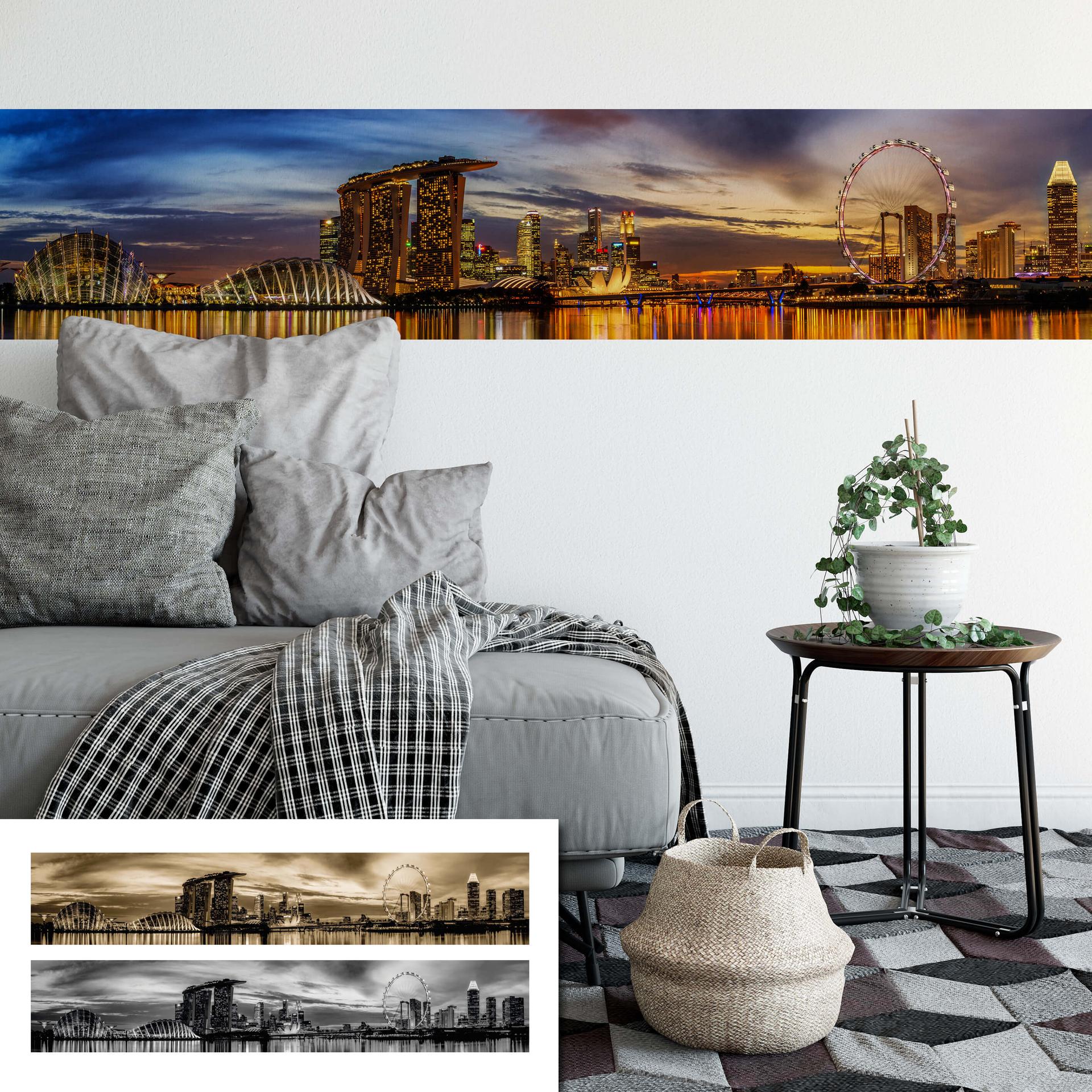 Fotomural Xie - Luces en Singapur - Panorama - 48x260 cm