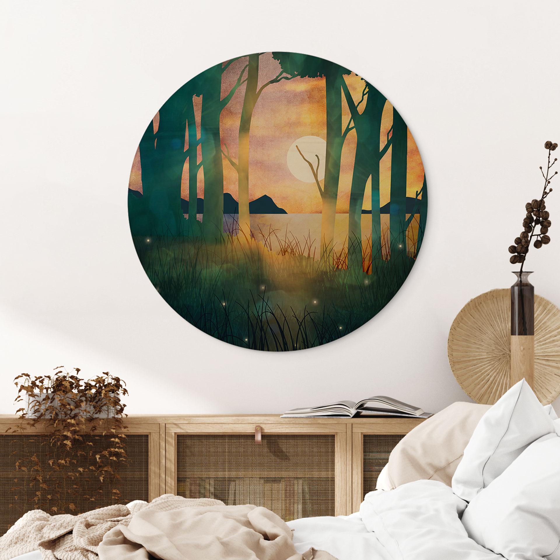 Væg cirkel træ Skovens magi ved solnedgang - SpaceFrog Designs
