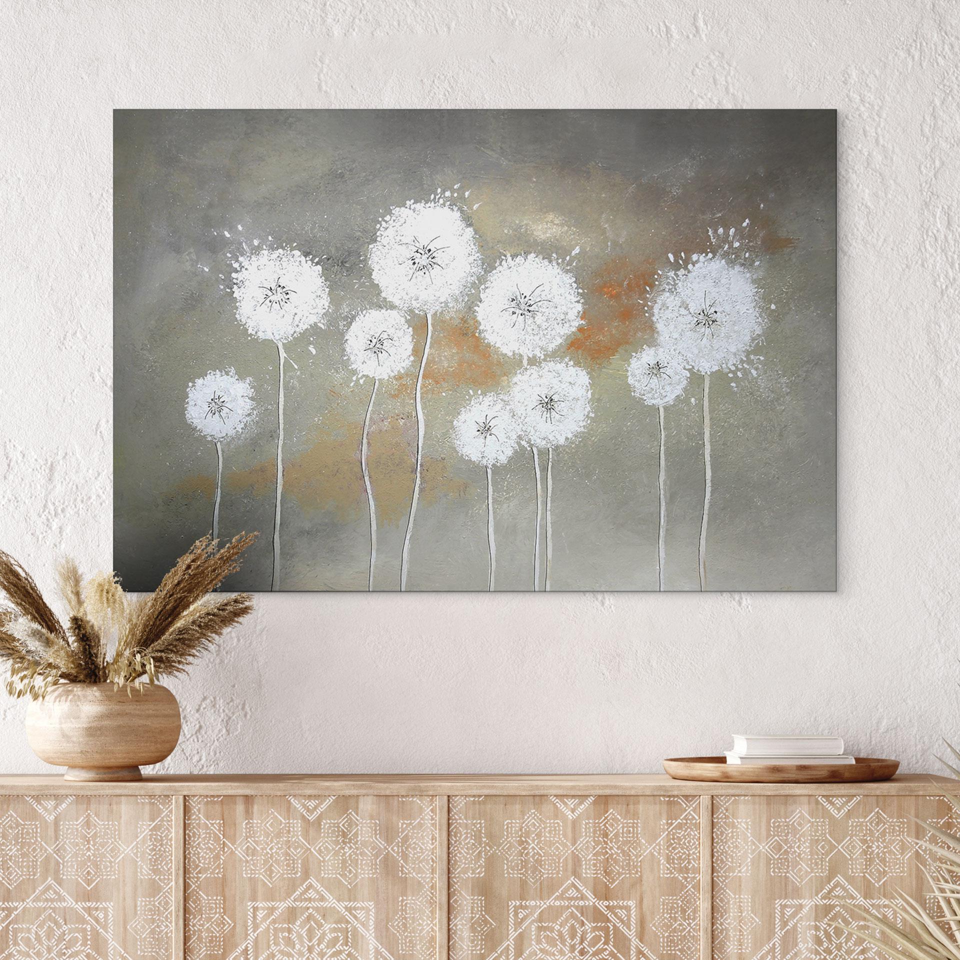 Wandbild Weiße Pusteblumen - Melz - Alu-Dibond