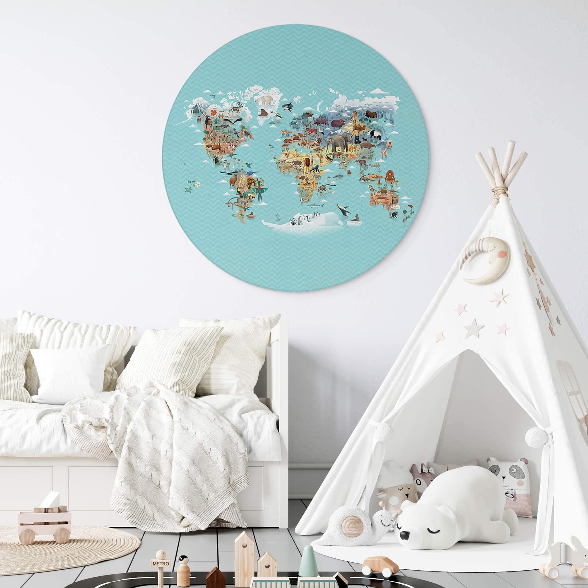 Wandbild World Map - Braun - Alu-Dibond - Rund