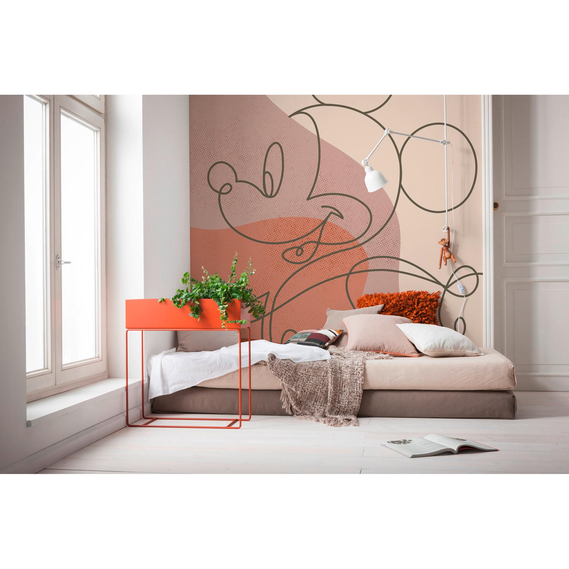 Vliesbehang - Mickey lijntekening - 250 x 280 cm