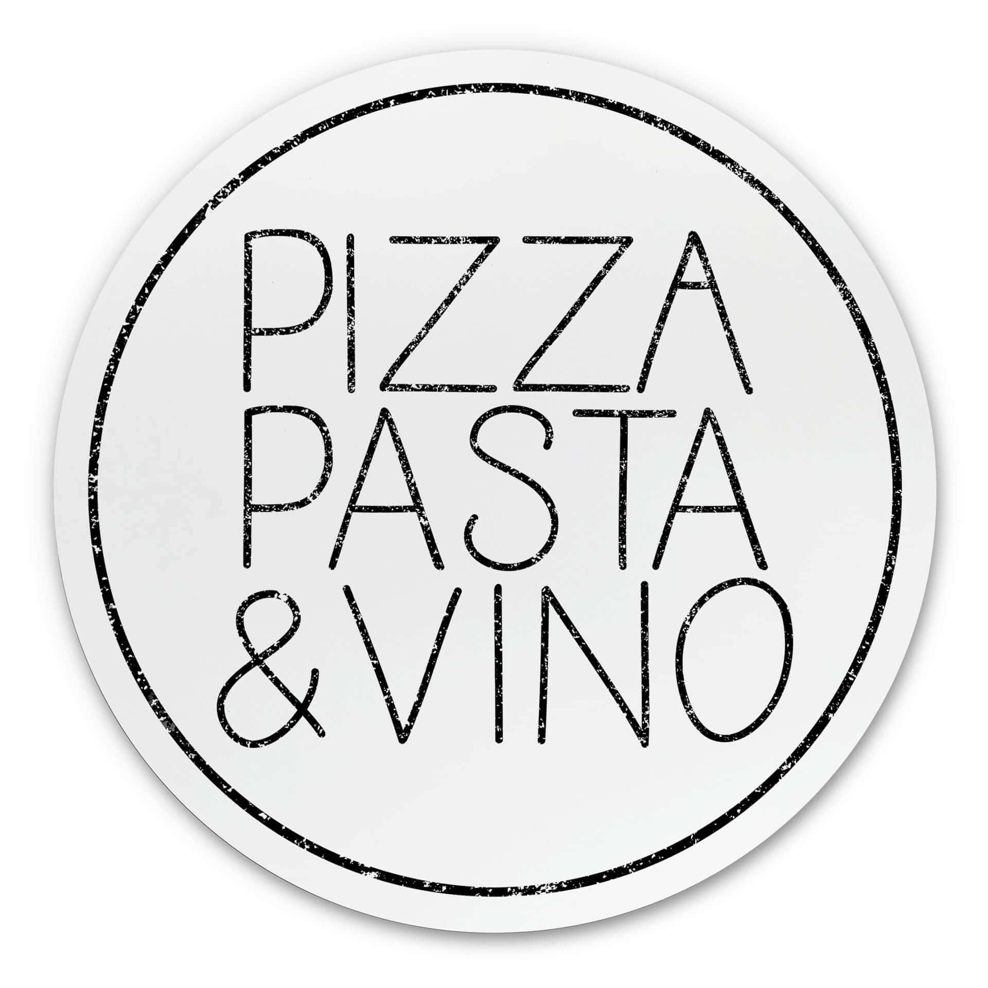 Wandcirkel Pizza Pasta & Vino - wit