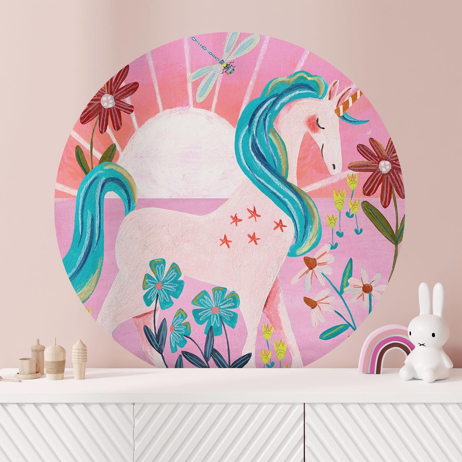 Wall Sticker 
Enhjørning på en farverig blomstereng - Bonne Müller