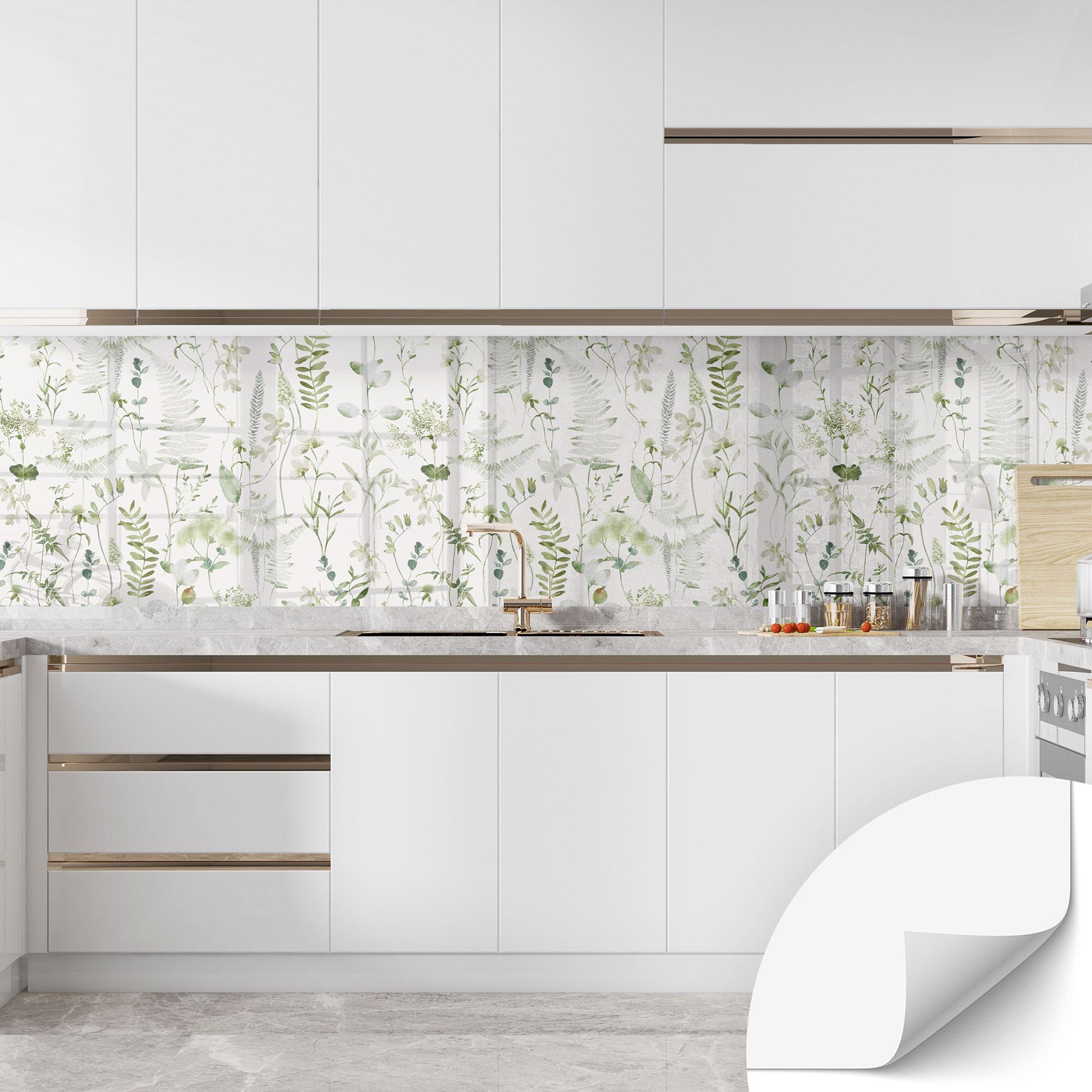 Selvklæbende bagpanel Urter og vilde blomster - UN Designs
