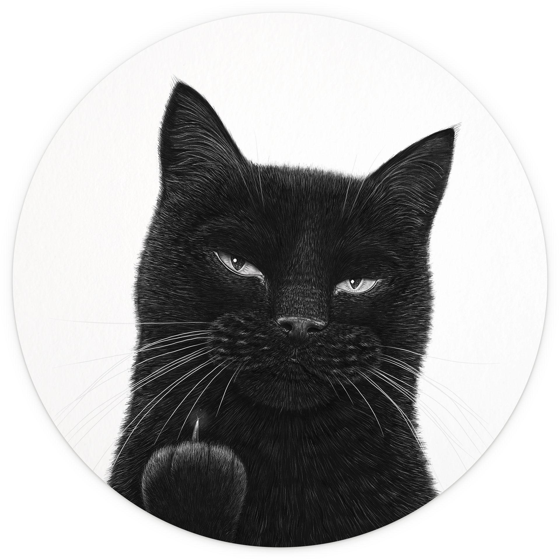 Fotobehang Brutale zwarte kat - Korenkova - Rond
