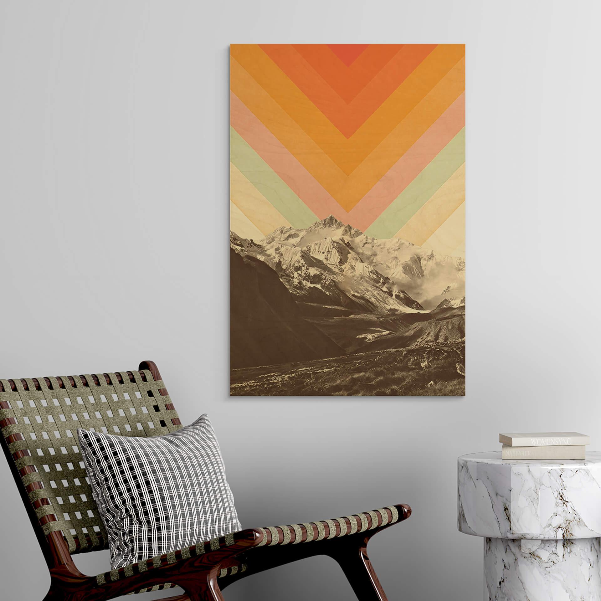 Træplakat Bodart - Retro Mountain Landscape