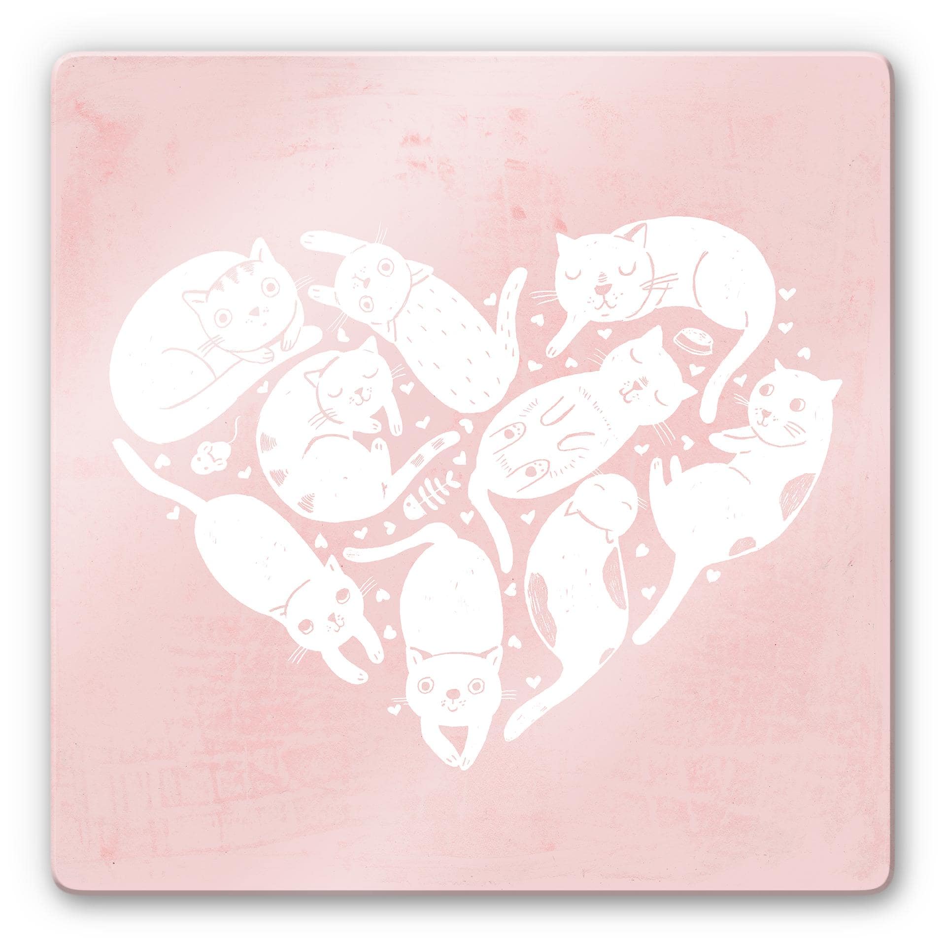 Glasschilderij Loske - Cat Heart