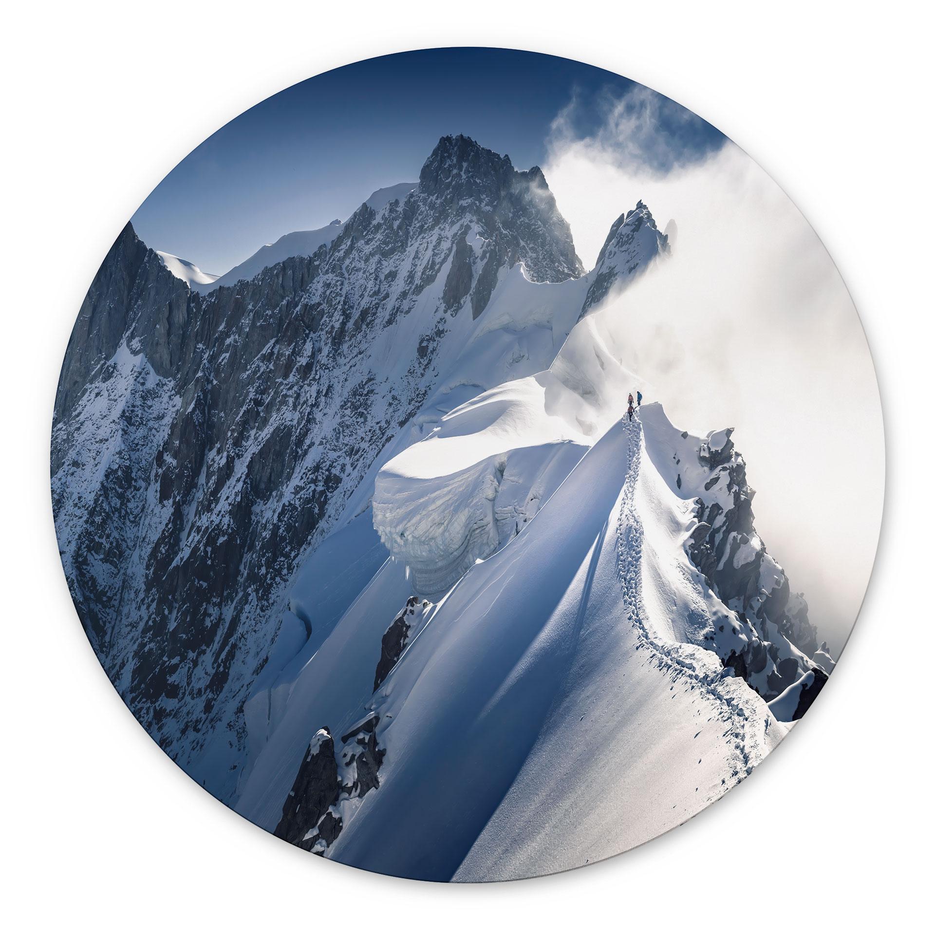 Billede af toppen af Mont Blanc - Nienartowicz - rund – print på aluminium (Alu-Dibond)