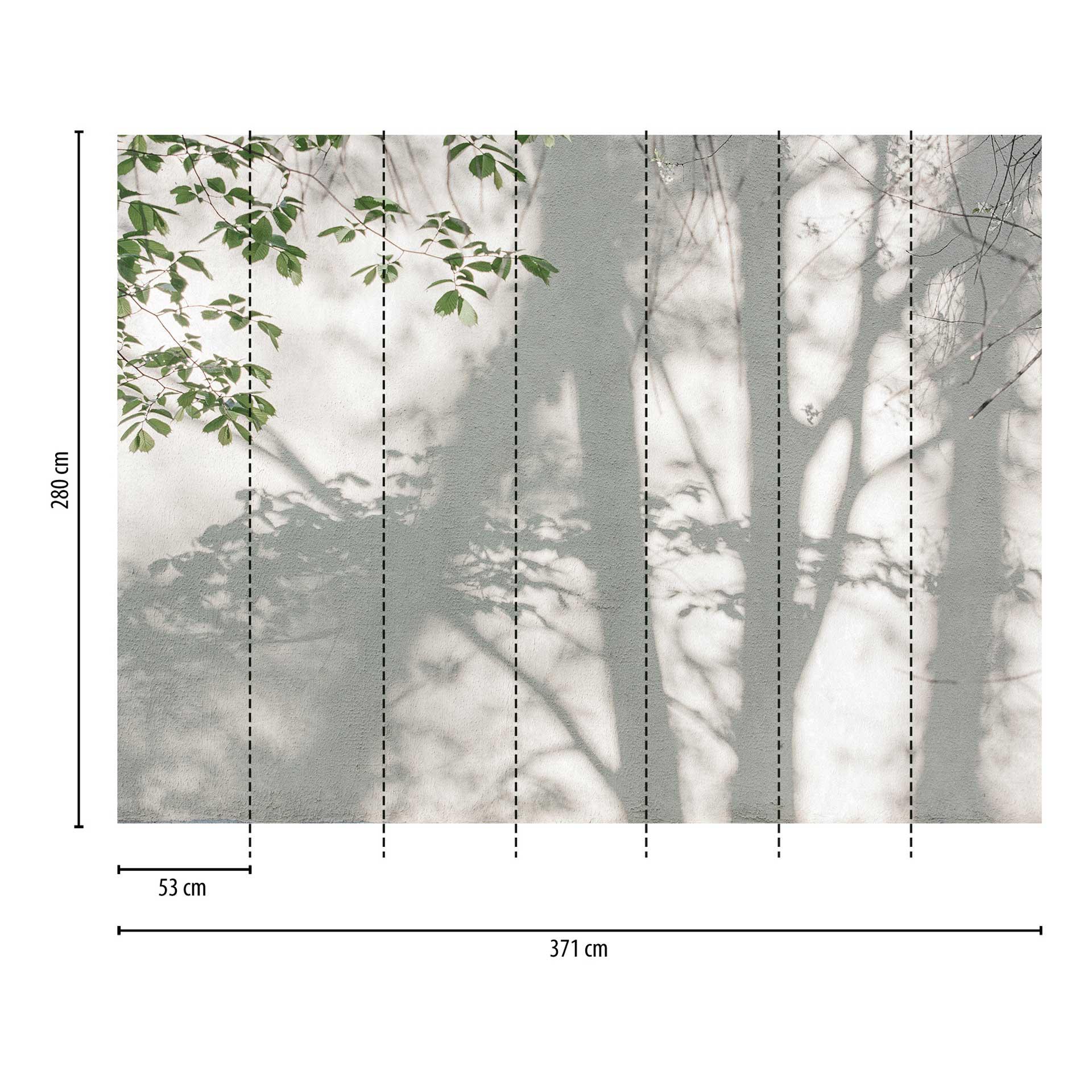 Bosschaduw natuur grijs groen - vliesbehang met schaduweffect - natuurbehang